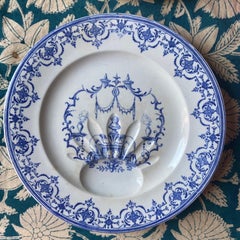 Antique Majolica Asparagus Plate Jules Vieillard & Cie, circa 1890