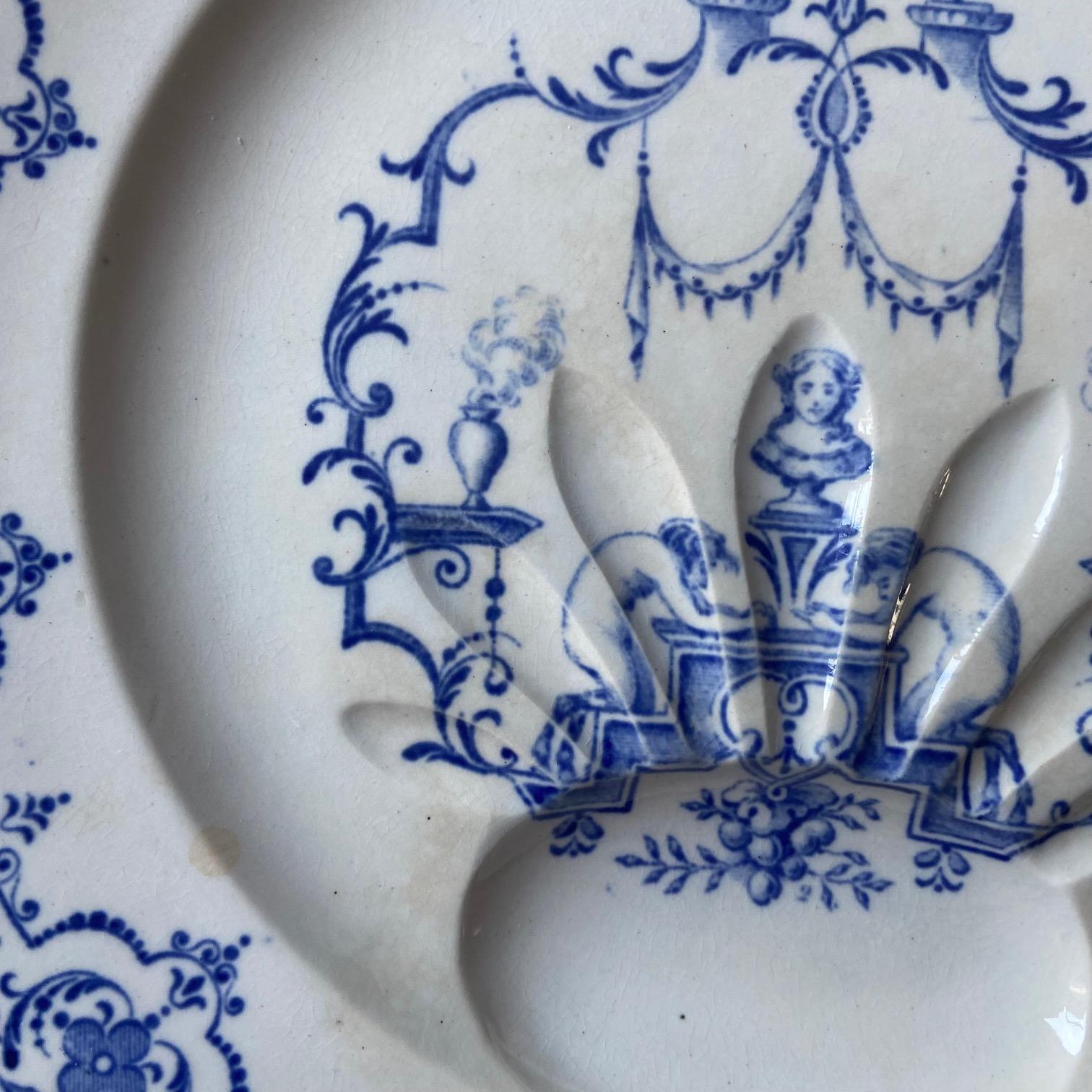 Antiker Majolika-Spargelteller Jules Vieillard & Cie, um 1890 (Art nouveau) im Angebot