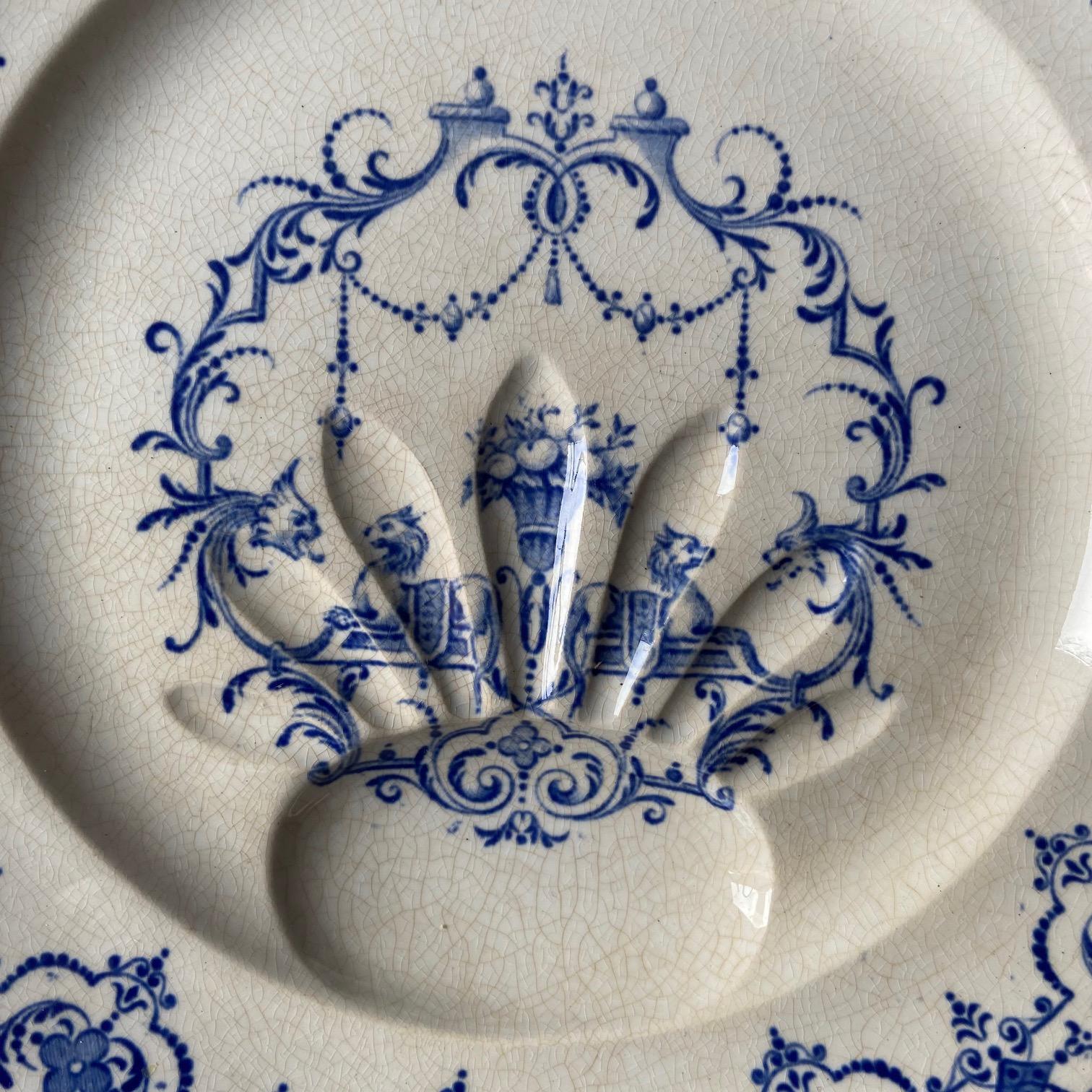 Antiker Majolika-Spargelteller Jules Vieillard & Cie, um 1890 (Glasiert) im Angebot