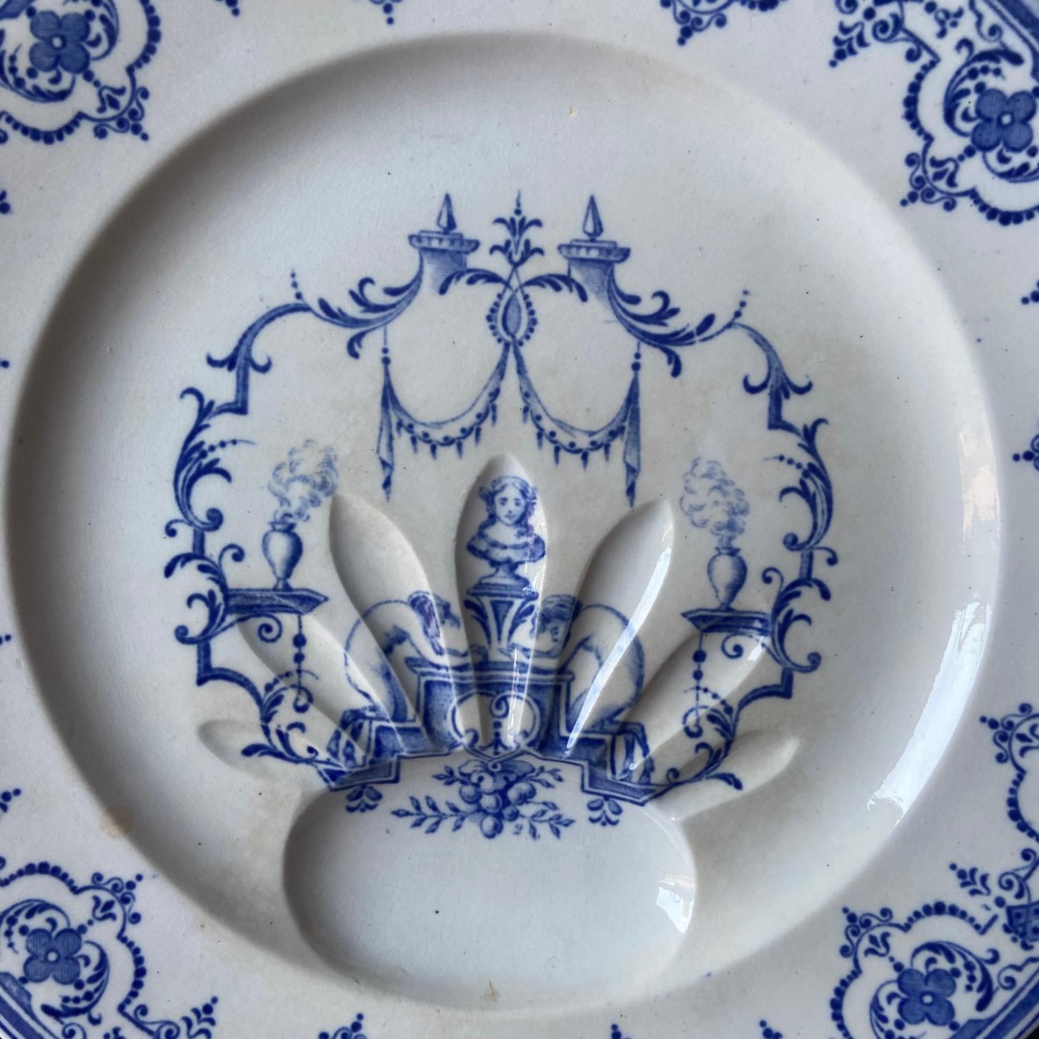 Antiker Majolika-Spargelteller Jules Vieillard & Cie, um 1890 (Spätes 19. Jahrhundert) im Angebot