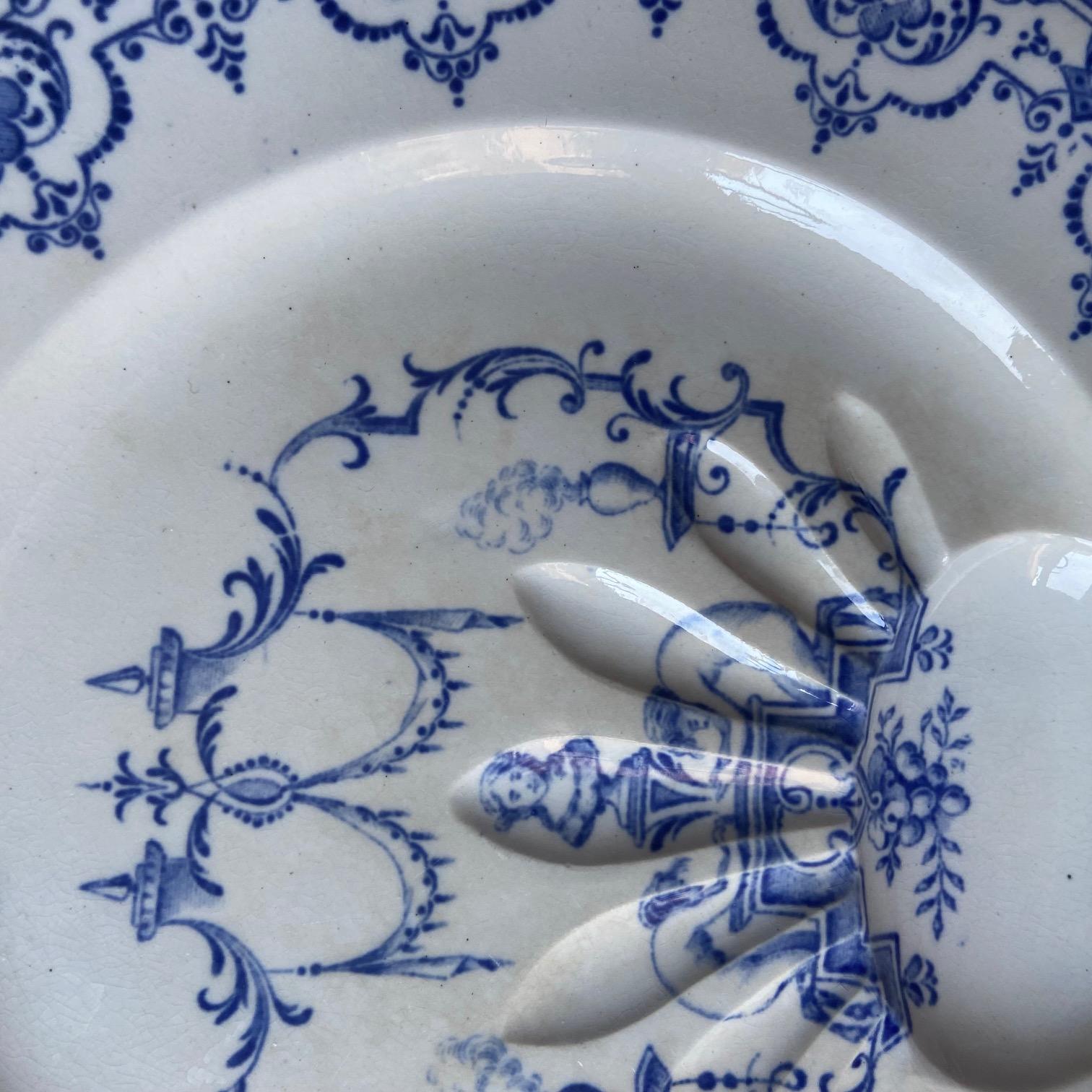 Antiker Majolika-Spargelteller Jules Vieillard & Cie, um 1890 (Keramik) im Angebot