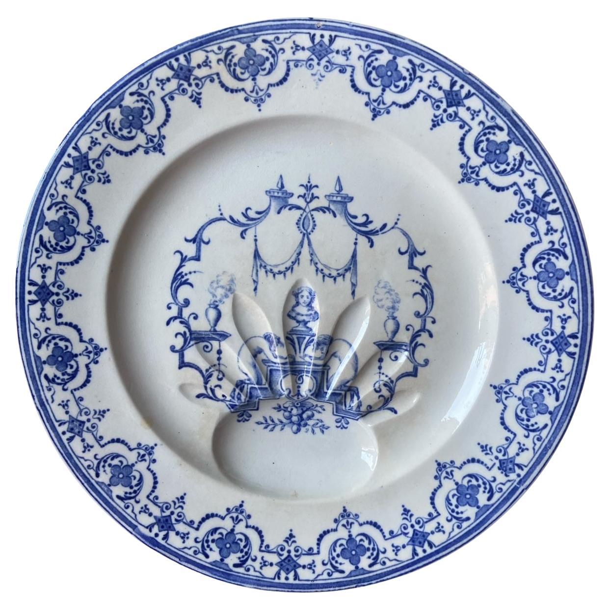 Antiker Majolika-Spargelteller Jules Vieillard & Cie, um 1890 im Angebot