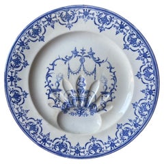 Antiker Majolika-Spargelteller Jules Vieillard & Cie, um 1890