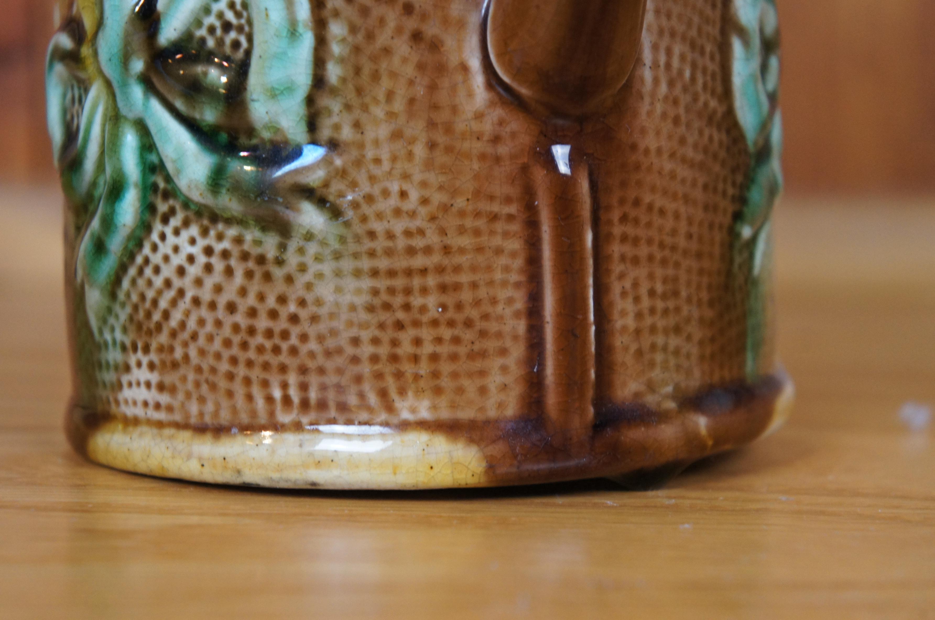 Antigua Majolica China Abanico Flor Mariposa Jarra Cremera Jarra 7