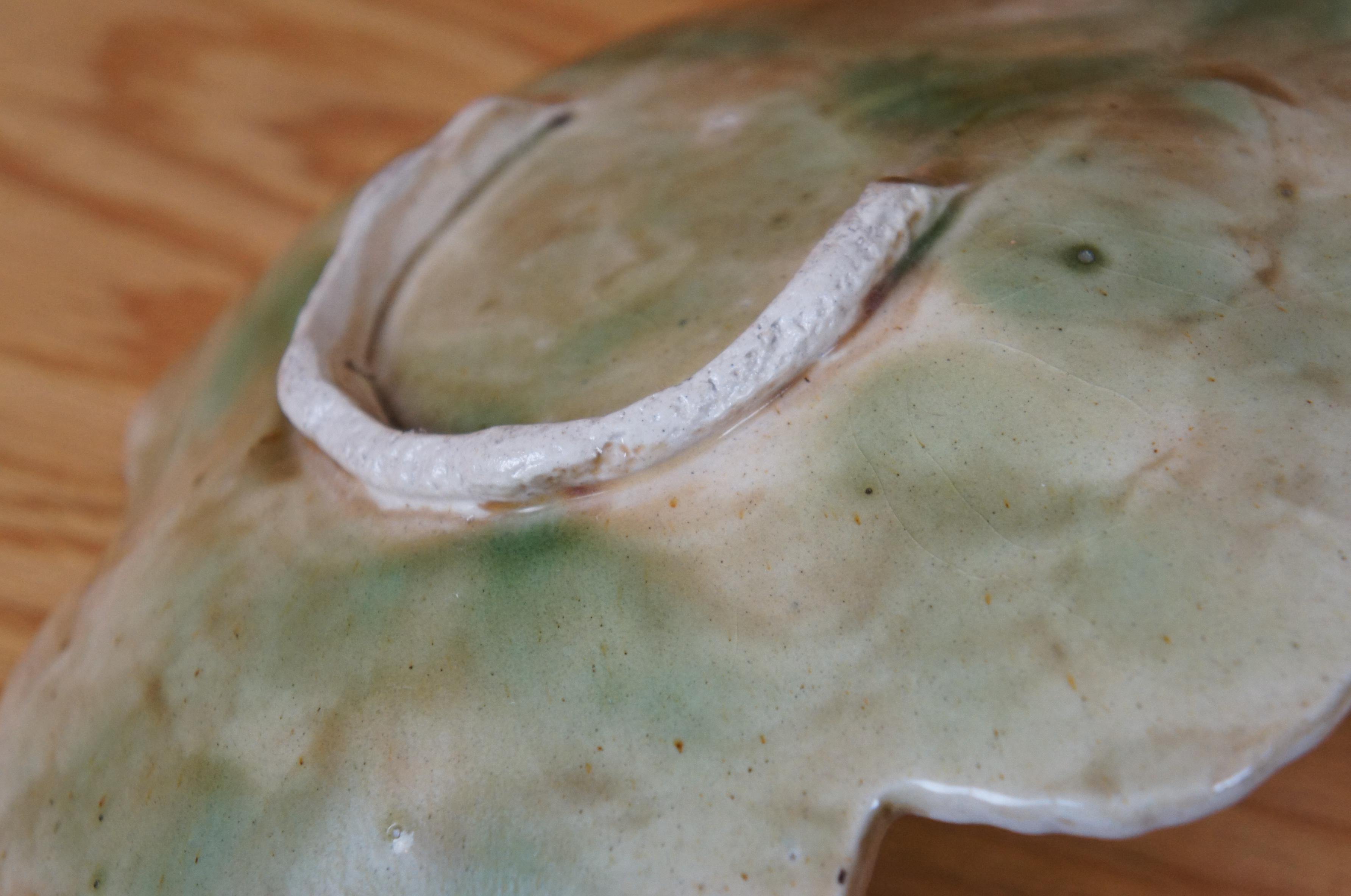 Antigua Majolica Doble Hoja Plato para Servir Dulces Nueces Cesto para Compota 17 2