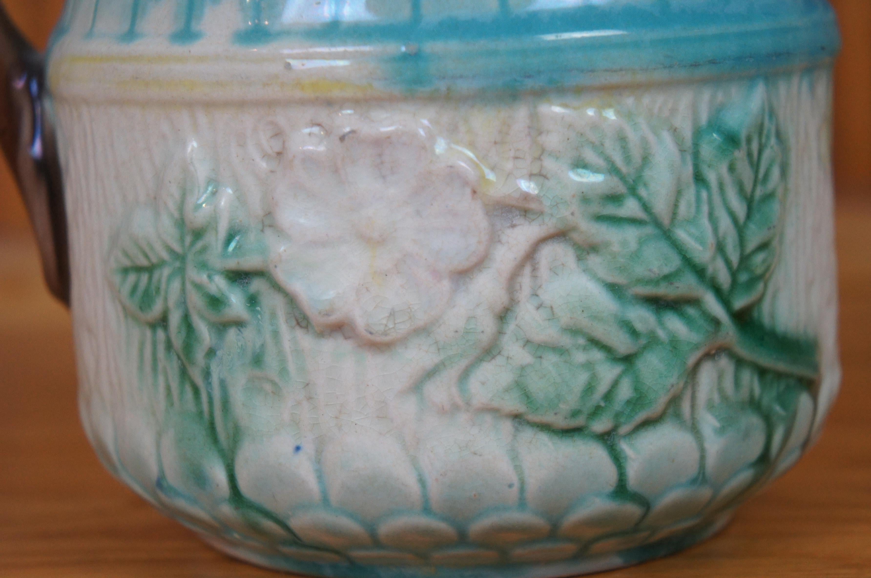 Majolica Antica maiolica da fattoria con fiori di rosa selvatica e venature di Wood Brocca da crema 7