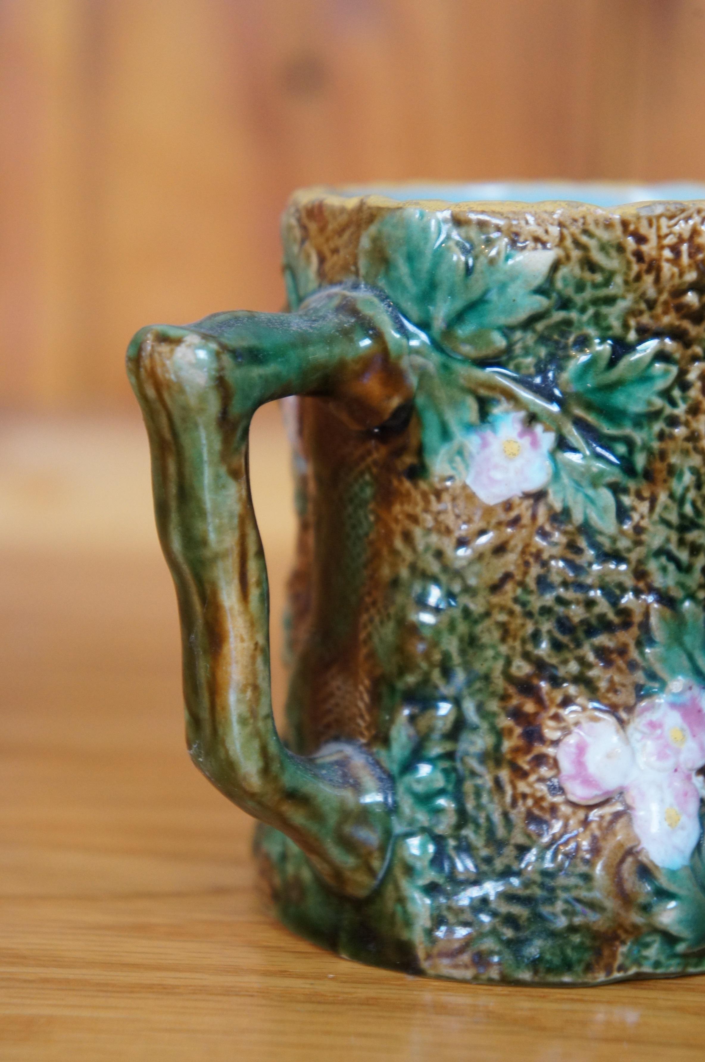 Antica brocca di maiolica George Jones Rustic Blossom Hawthorn Creamer 4