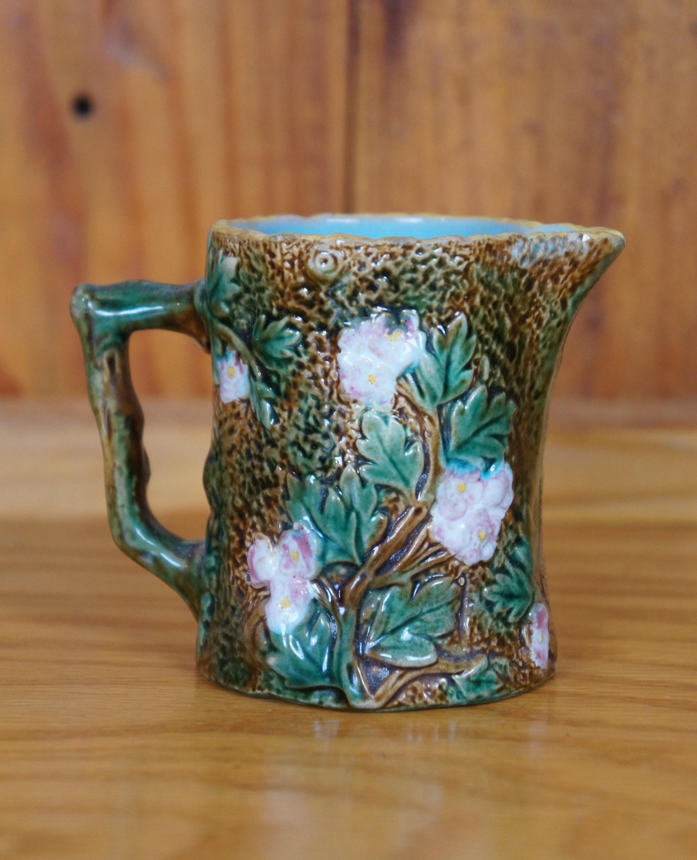 Antica brocca di maiolica George Jones Rustic Blossom Hawthorn Creamer 4