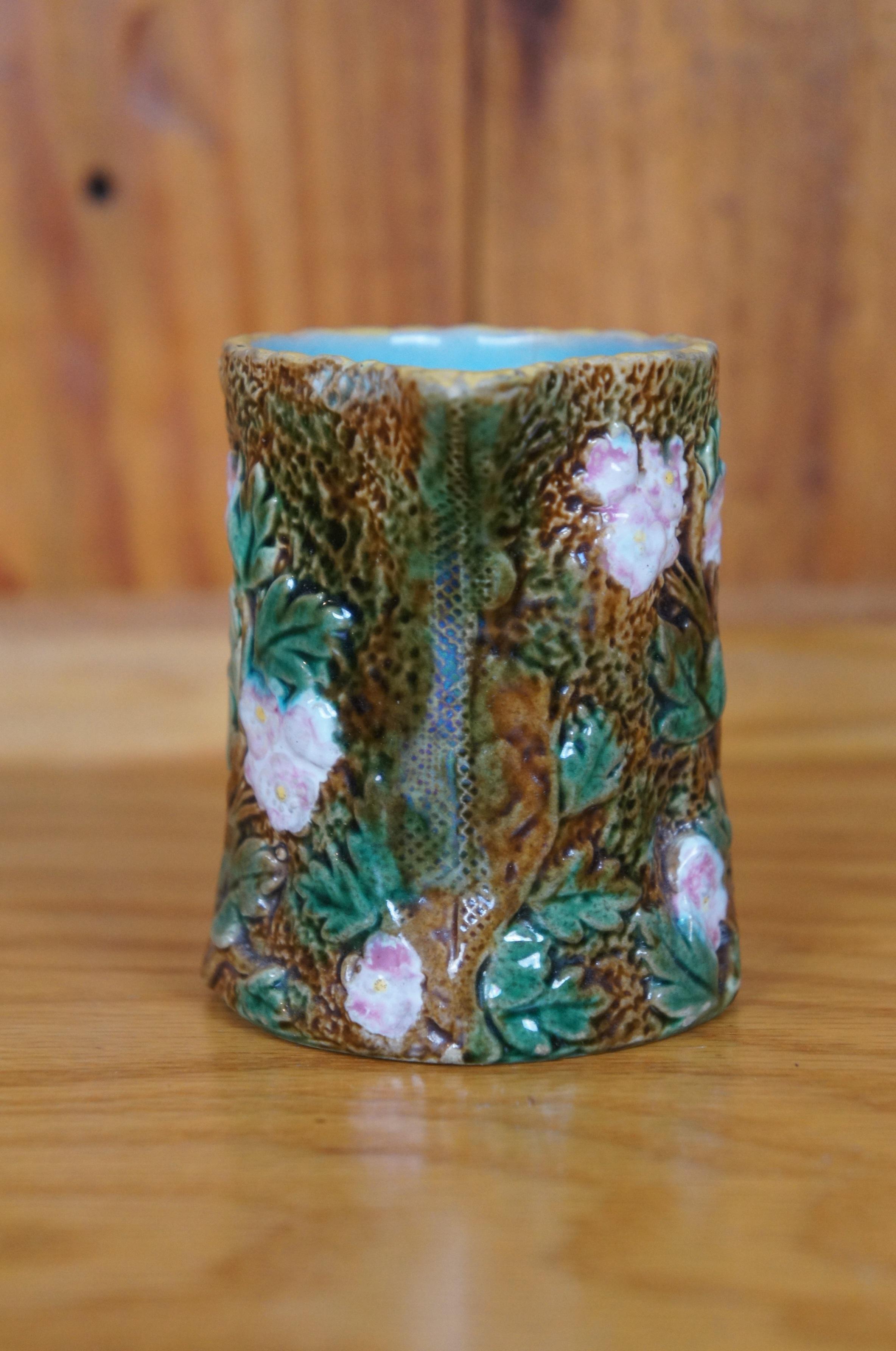 Majolica Antica brocca di maiolica George Jones Rustic Blossom Hawthorn Creamer 4
