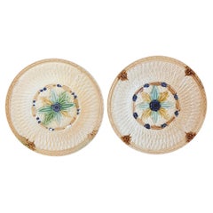 Antique Majolica Hand Painted Plates by Wasmuel -Set of 2