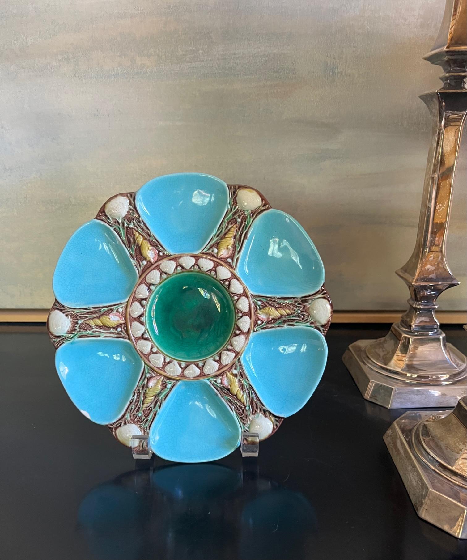 English Antique Majolica Minton Oyster Plate, circa 1867