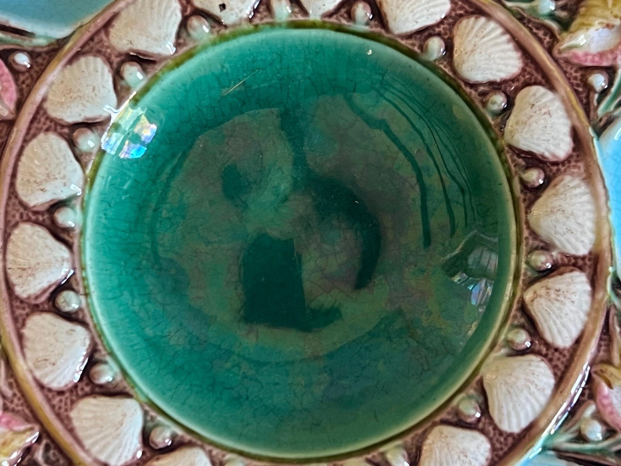 Mid-19th Century Antique Majolica Minton Oyster Plate, circa 1867
