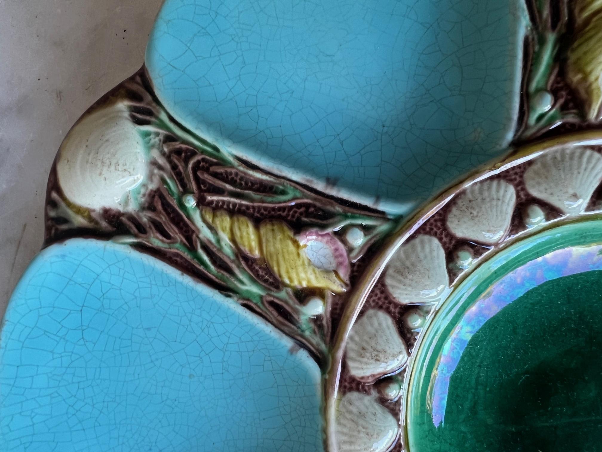 Ceramic Antique Majolica Minton Oyster Plate, circa 1867