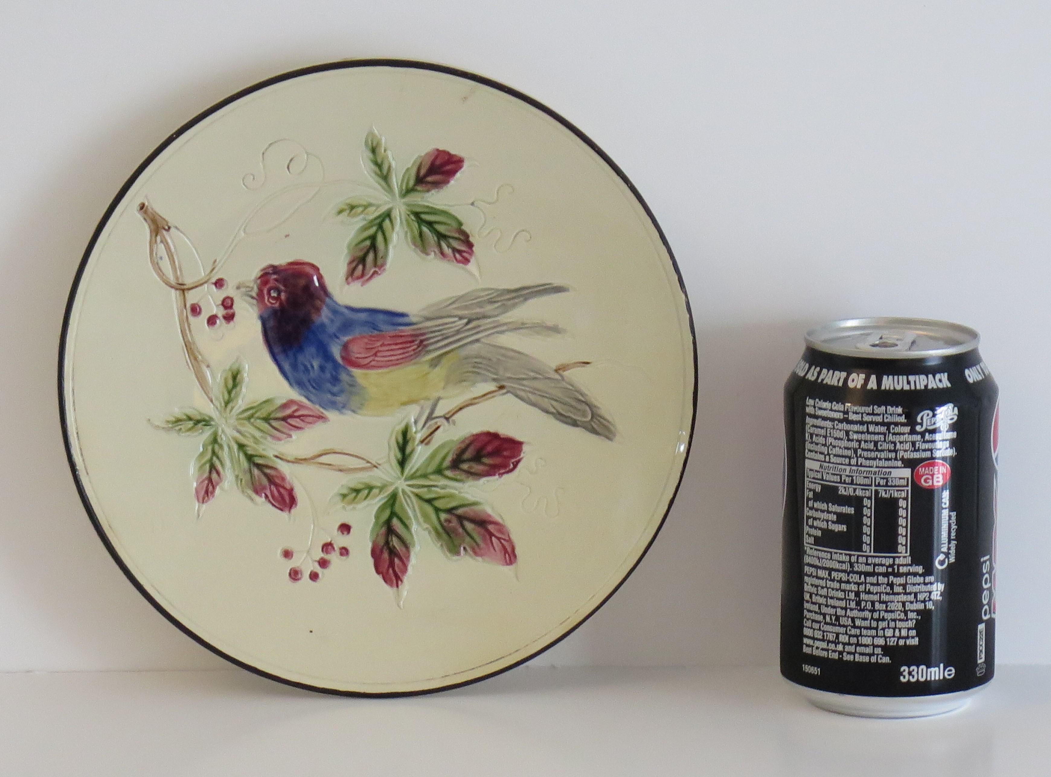 Antique Majolica Plate with Bird, French Early 19th C For Sale 10