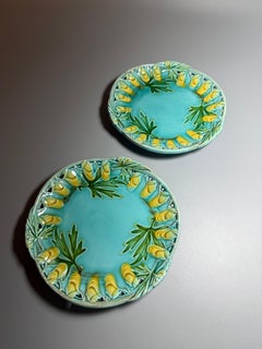 Antique Majolica Plates by Villeroy & Boch, Marine Colors, 1883-1912