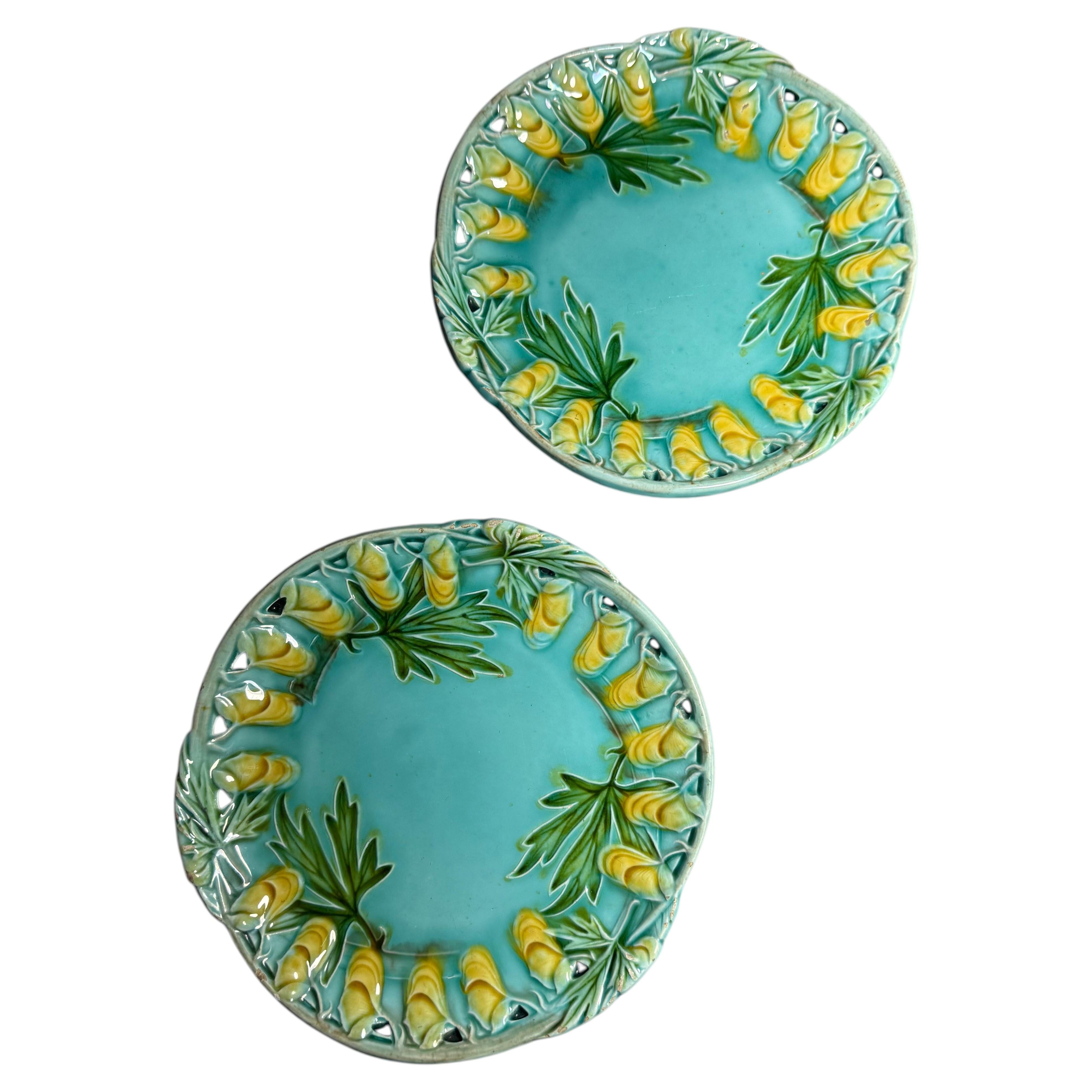 Antique Majolica Plates by Villeroy & Boch, Marine Colors, 1883-1912