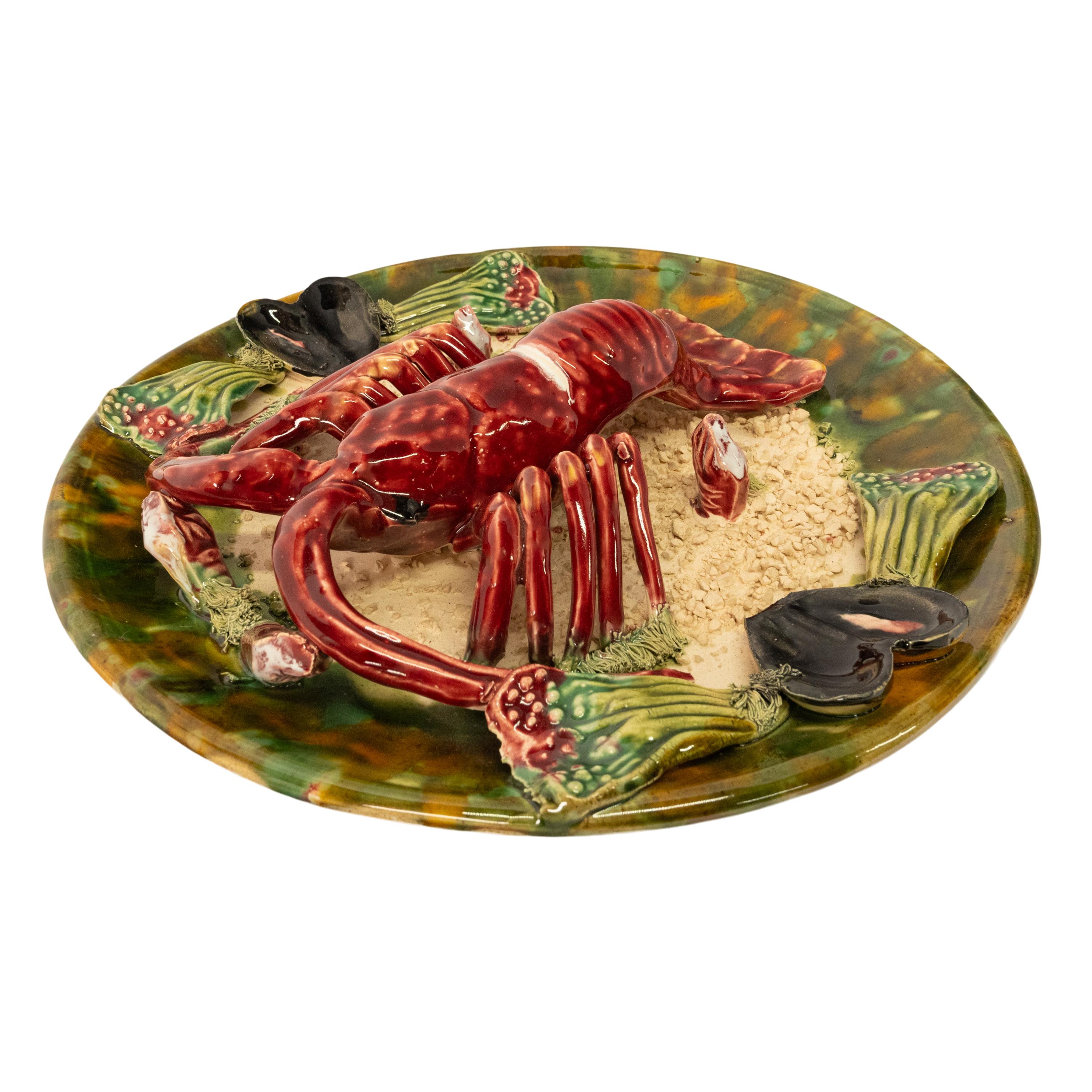 Antique Majolica Pottery Palissy Ware Lobster 12