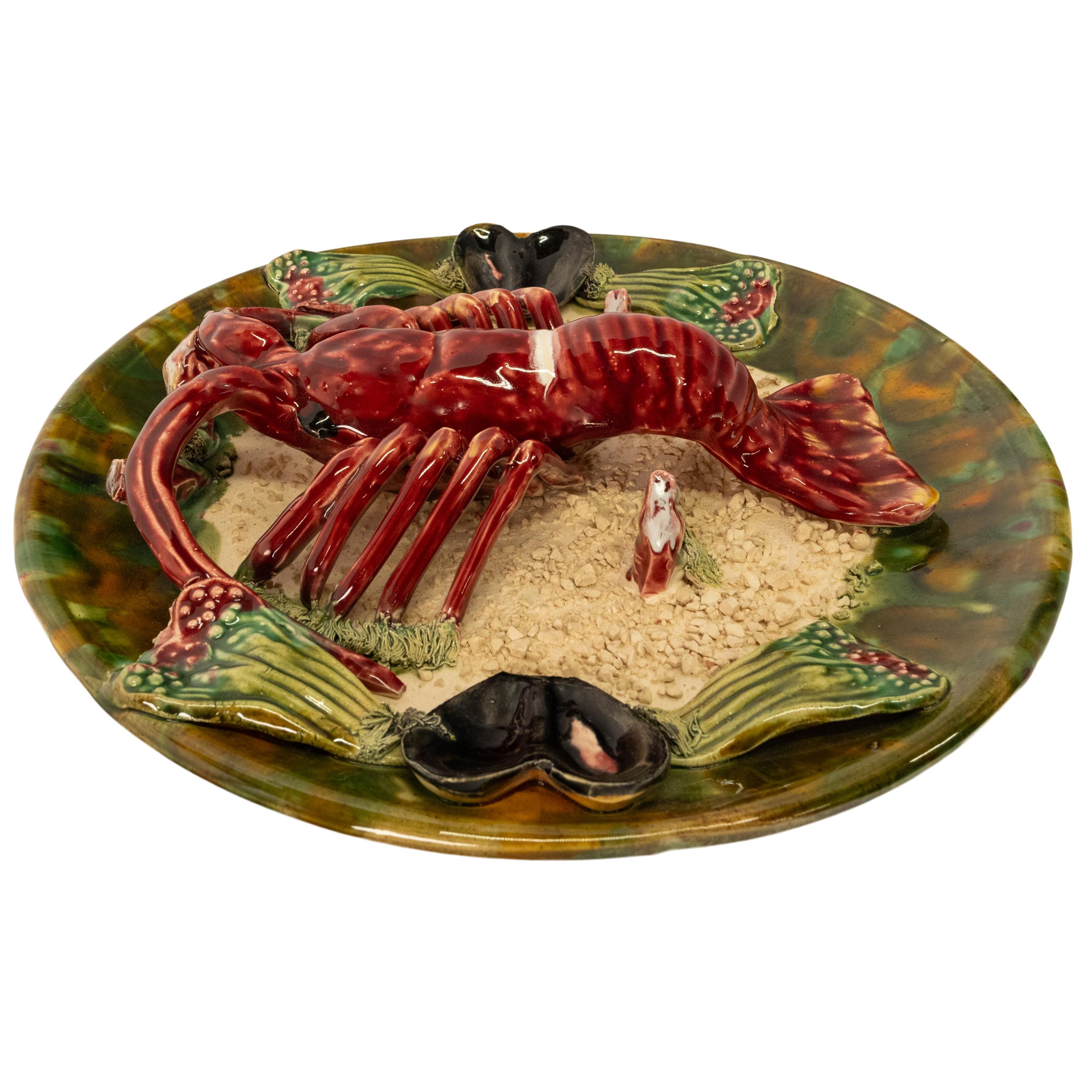 Antique Majolica Pottery Palissy Ware Lobster 12