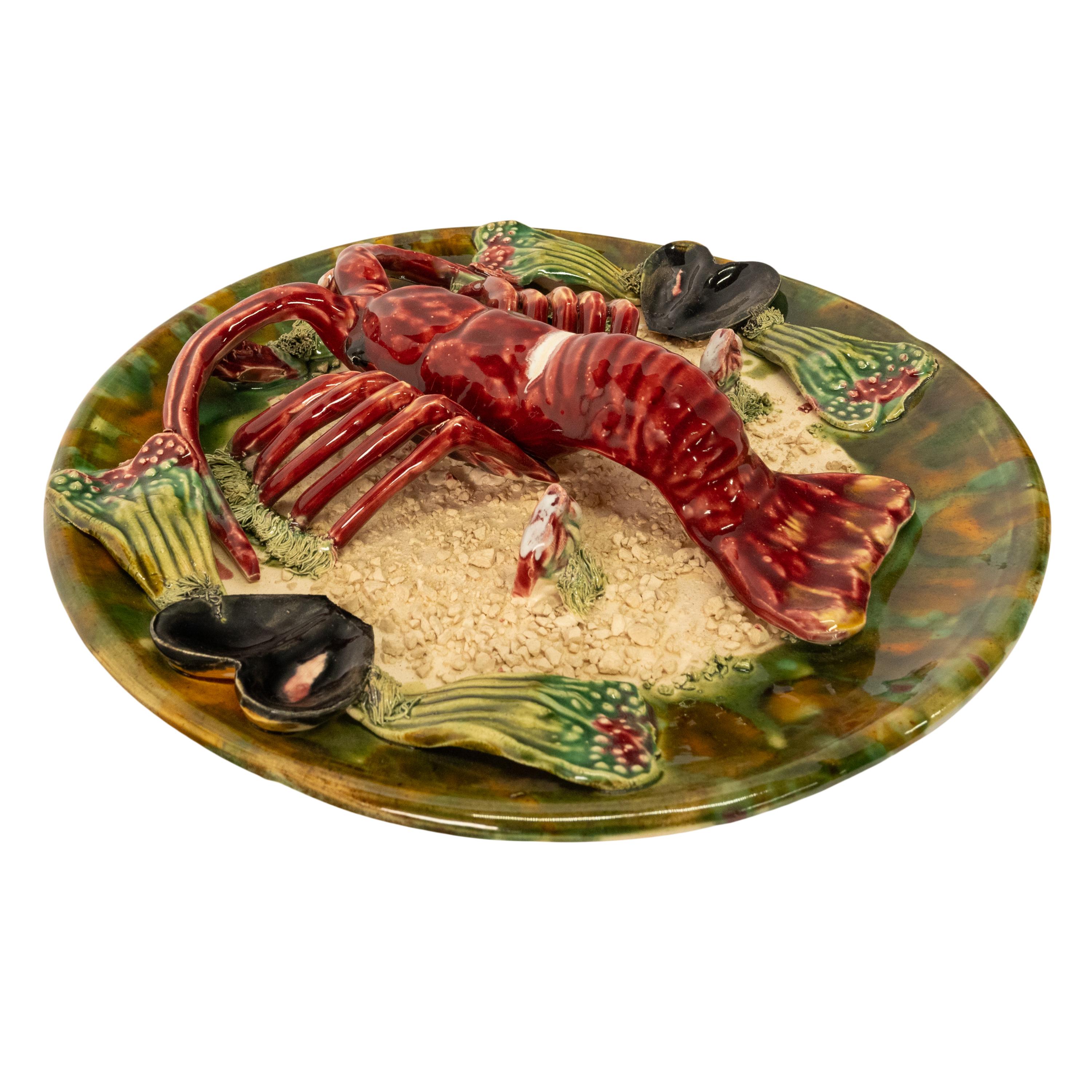 Antique Majolica Pottery Palissy Ware Lobster 12