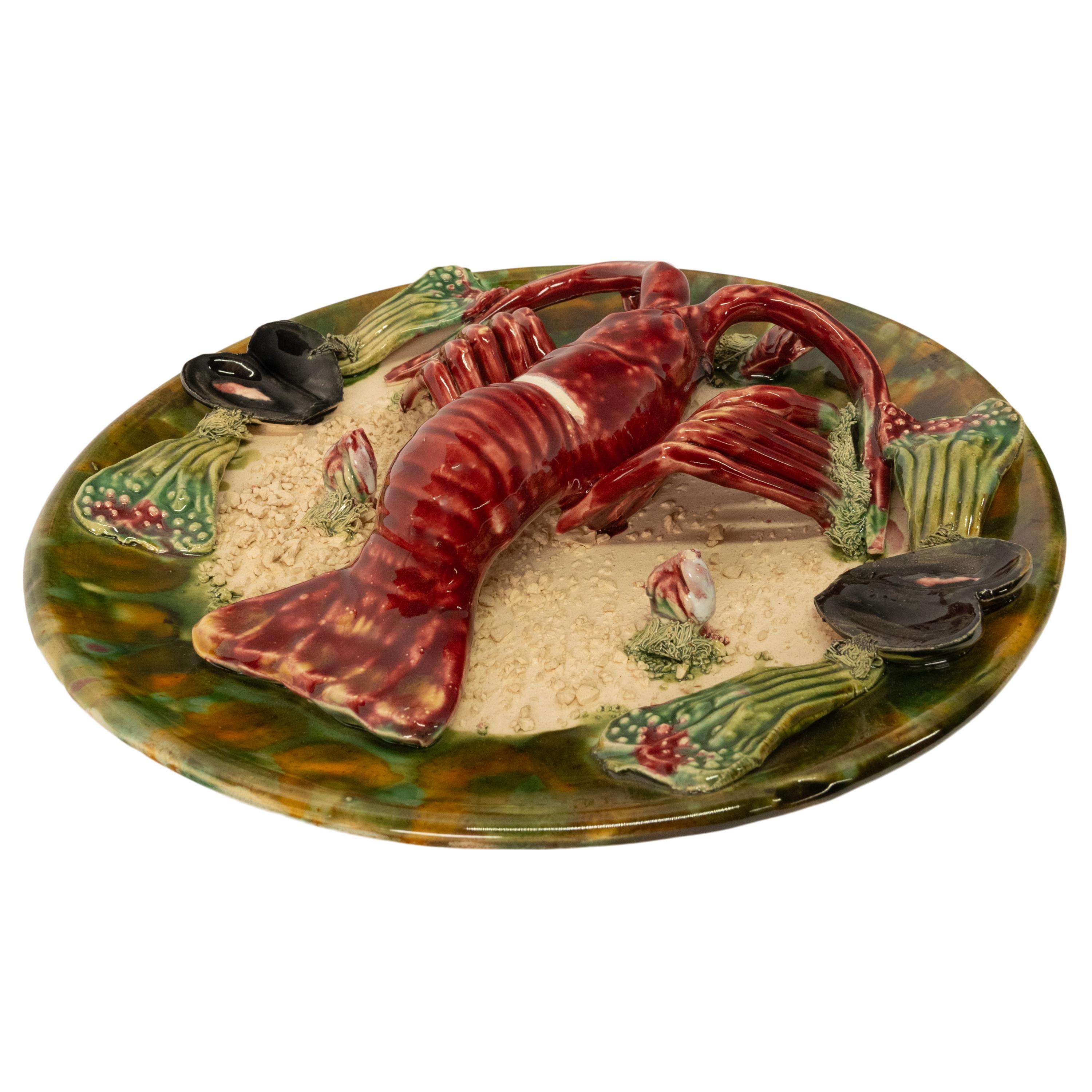 Antique Majolica Pottery Palissy Ware Lobster 12