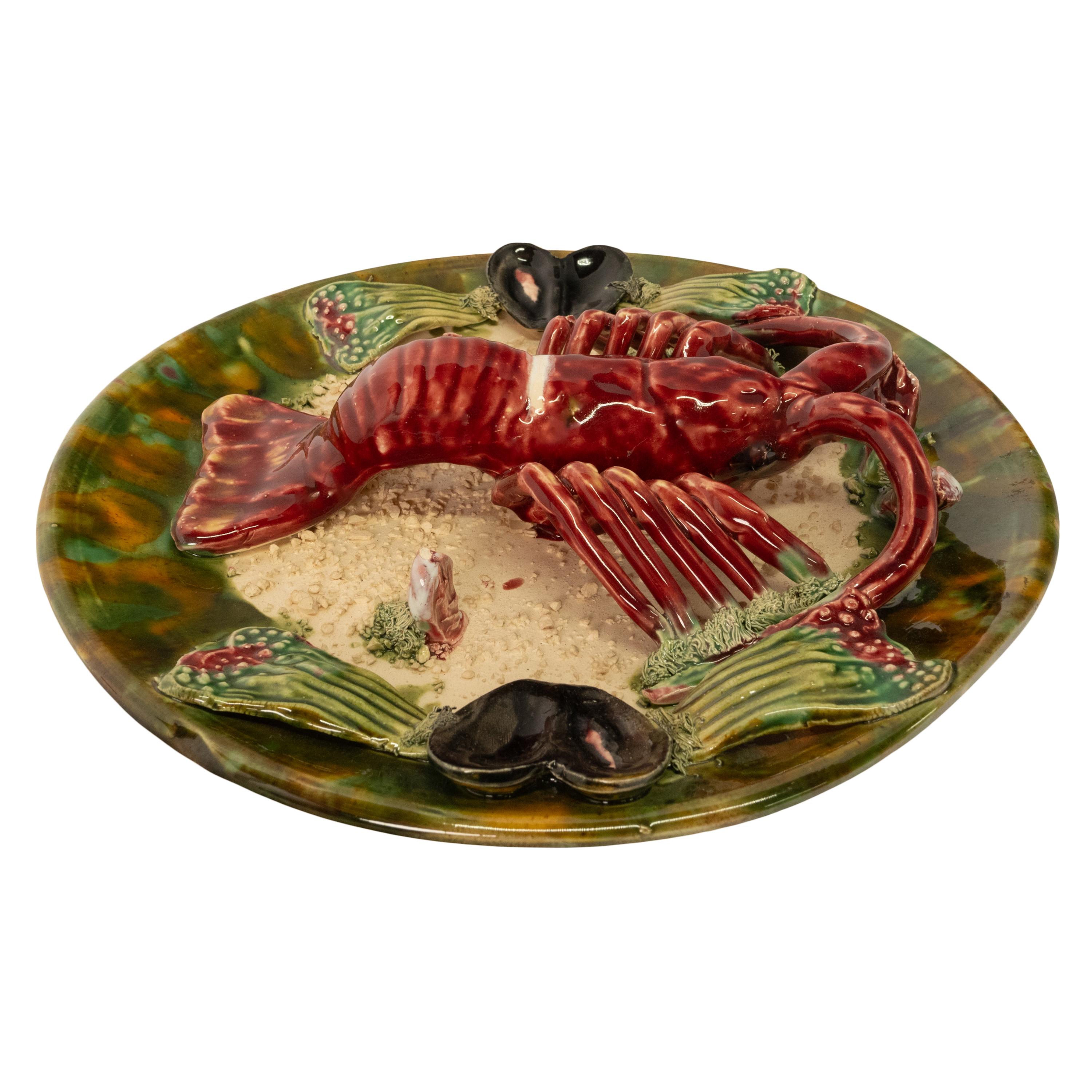 Antique Majolica Pottery Palissy Ware Lobster 12
