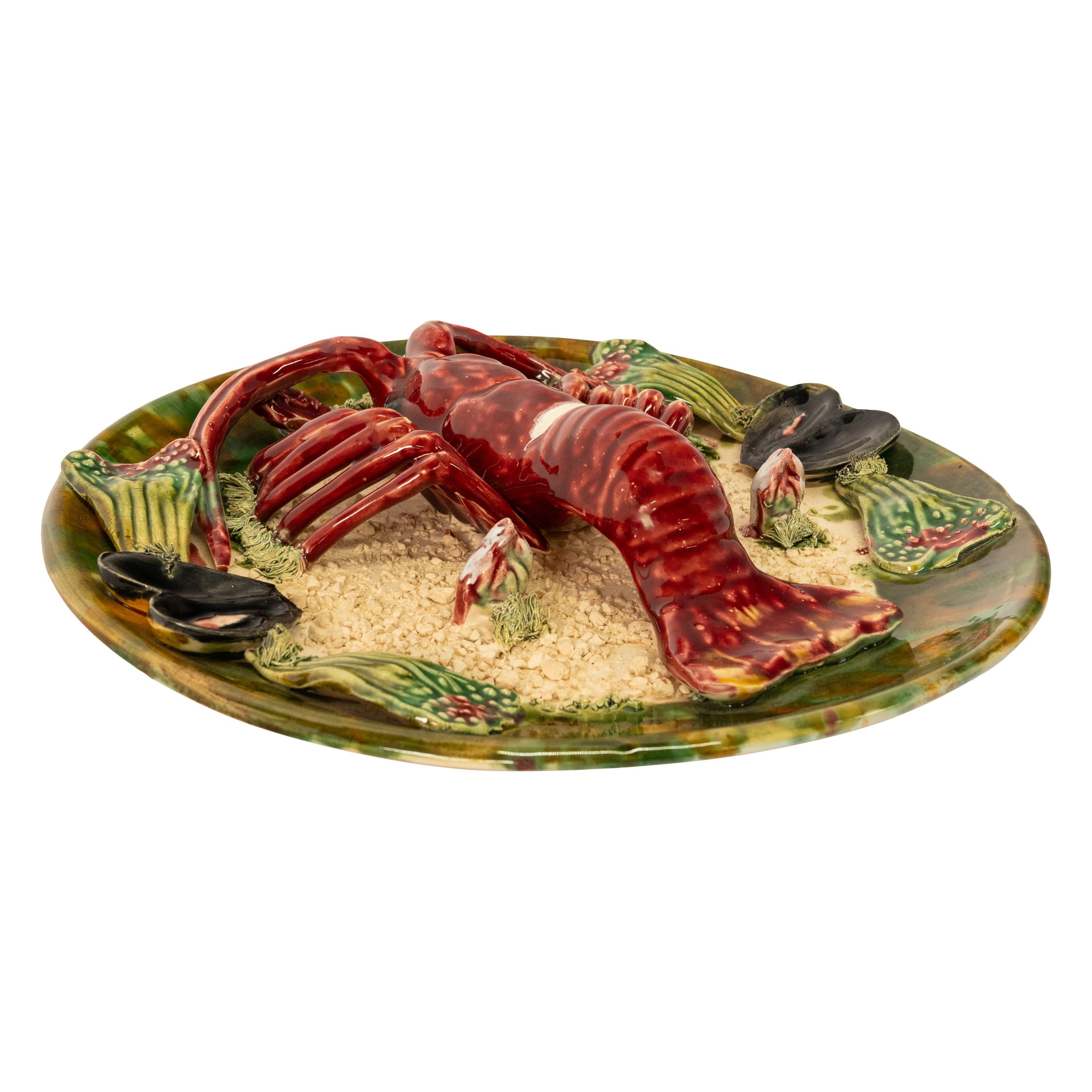 Portuguese Antique Majolica Pottery Palissy Ware Lobster 12