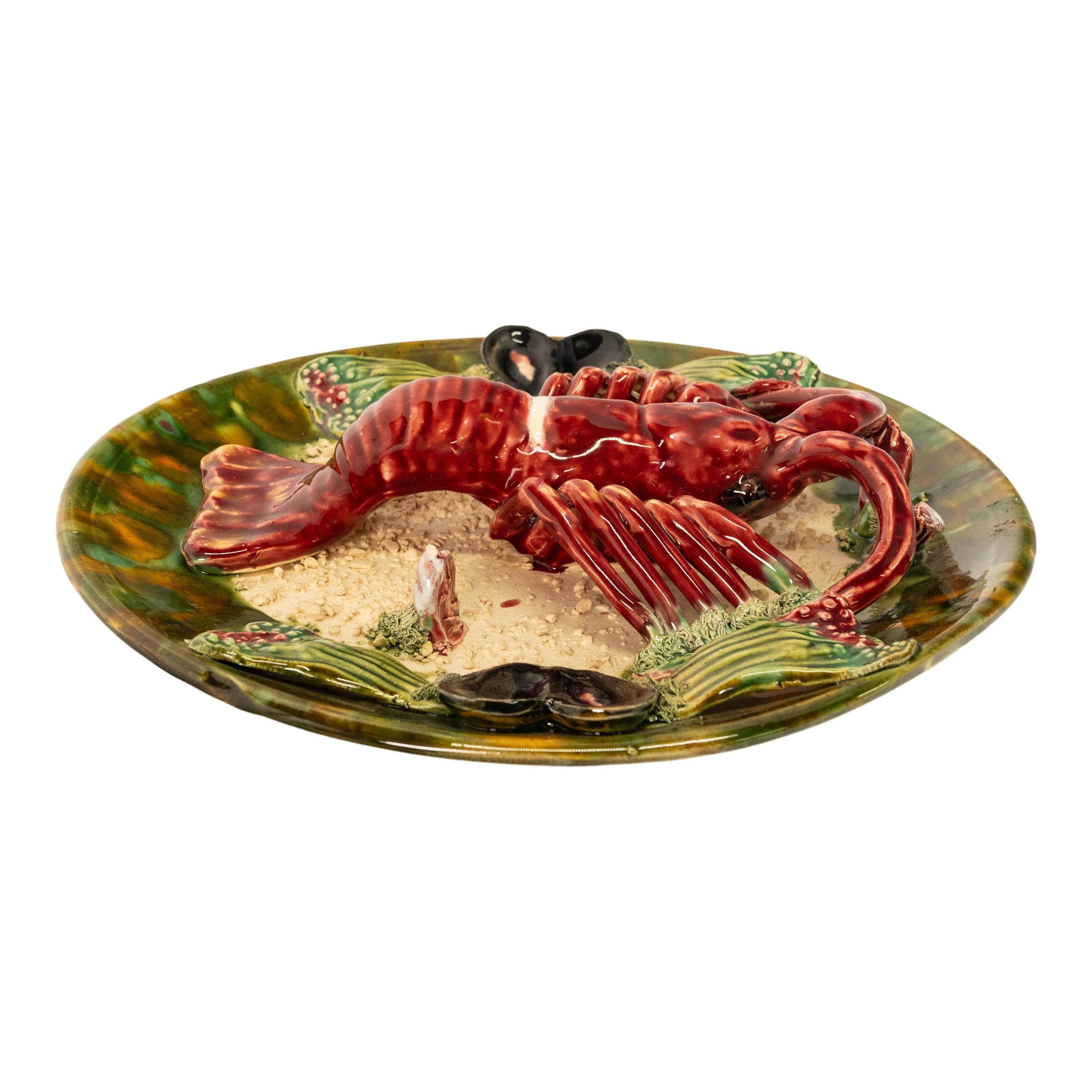 Antique Majolica Pottery Palissy Ware Lobster 12
