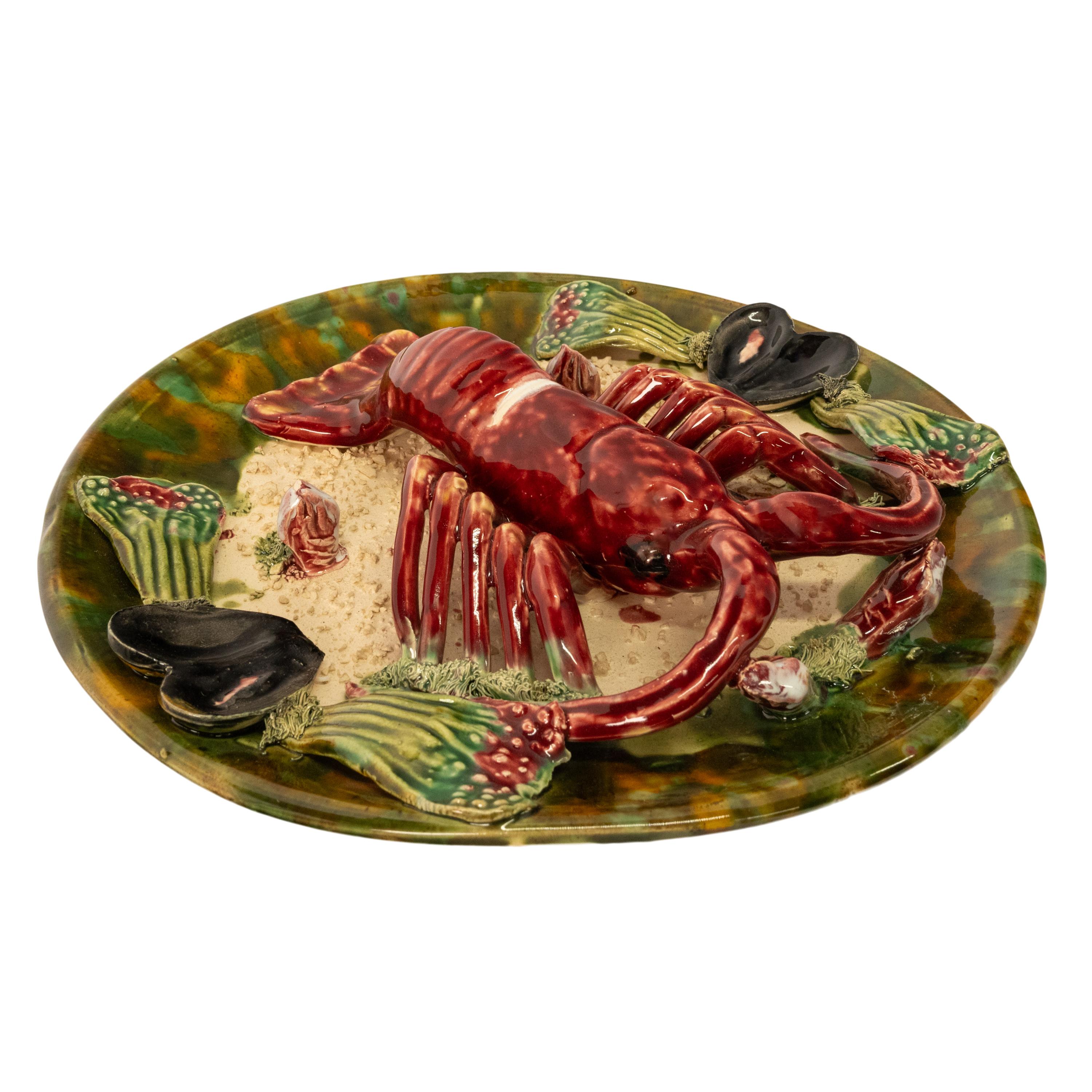 Antique Majolica Pottery Palissy Ware Lobster 12