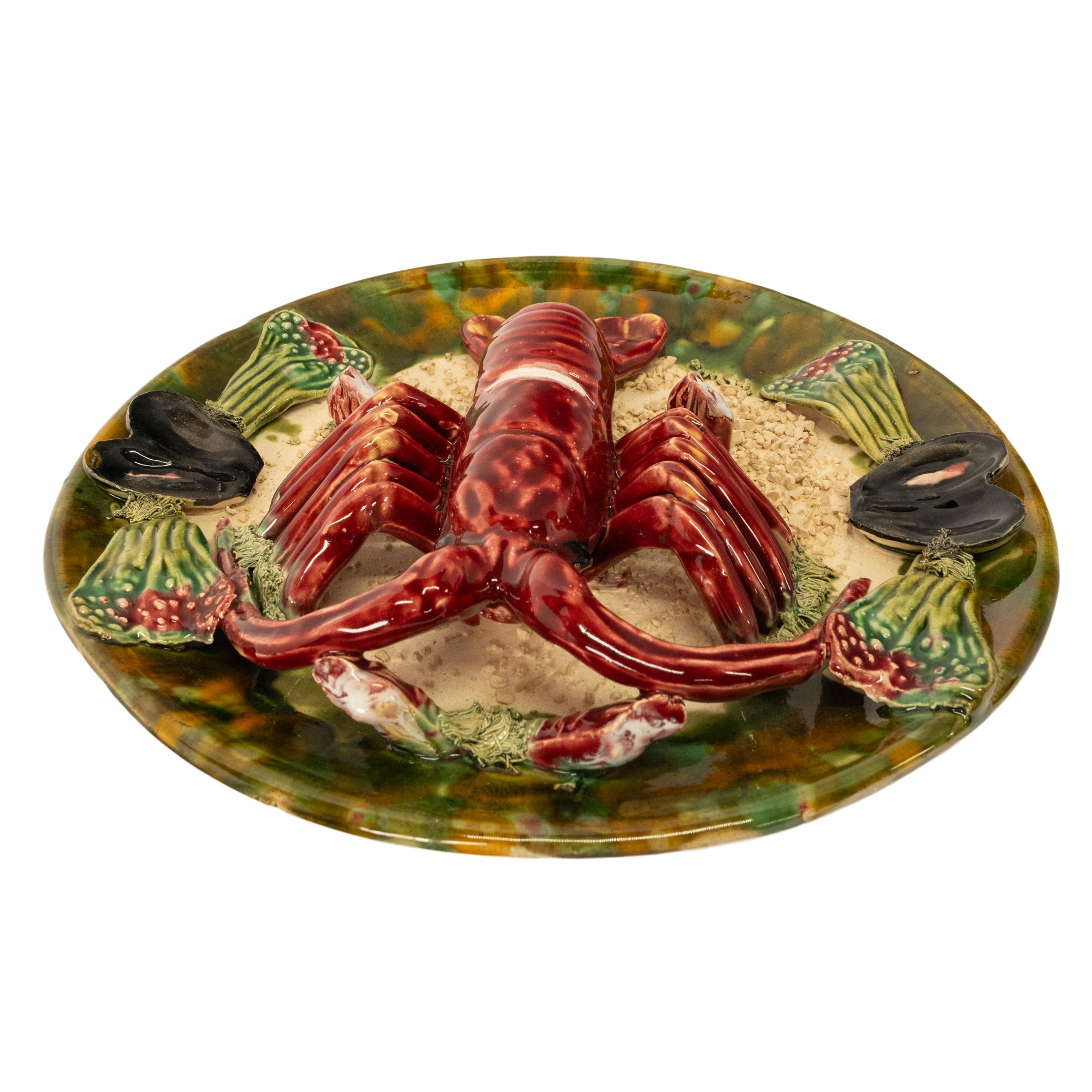 Antique Majolica Pottery Palissy Ware Lobster 12