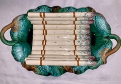 Antique Majolica Pottery Porcelain Asparagus Platter, Circa 1900