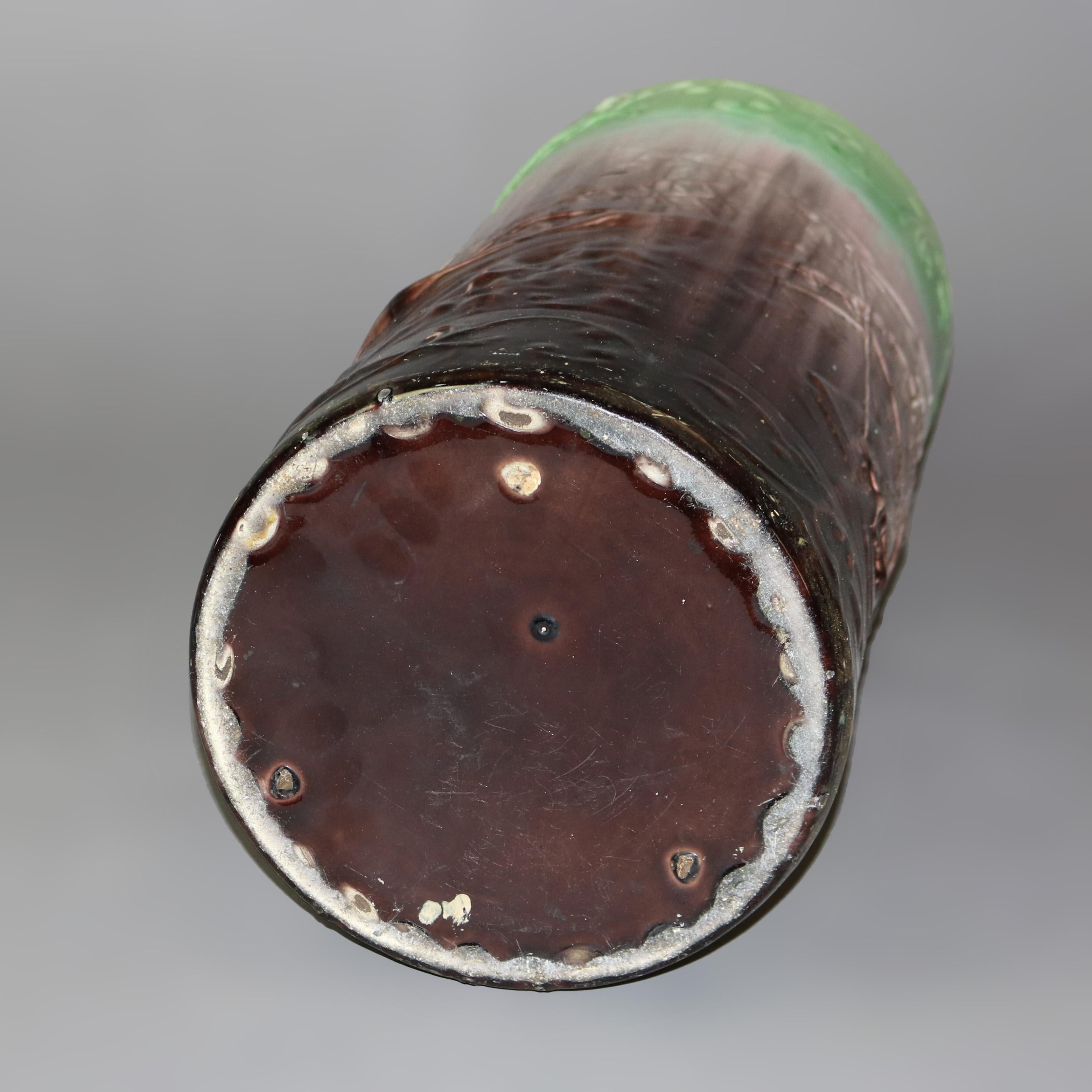 Antiker Schirmständer aus Majolika-Keramik, um 1900 im Angebot 4