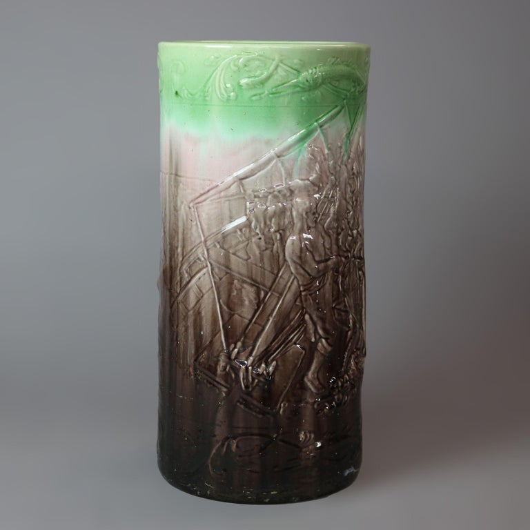 Antique Majolica Pottery Umbrella Stand, circa 1900 For Sale at 1stDibs