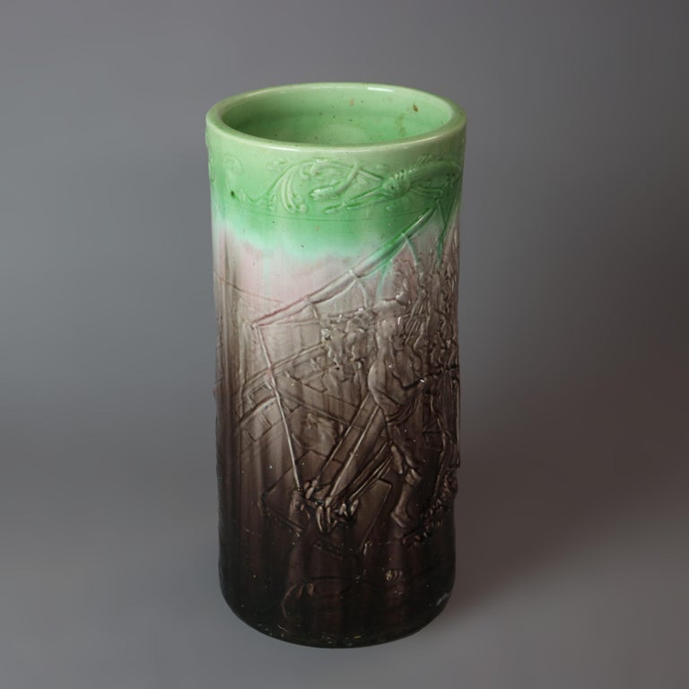 Antique Majolica Pottery Umbrella Stand, circa 1900 For Sale at 1stDibs