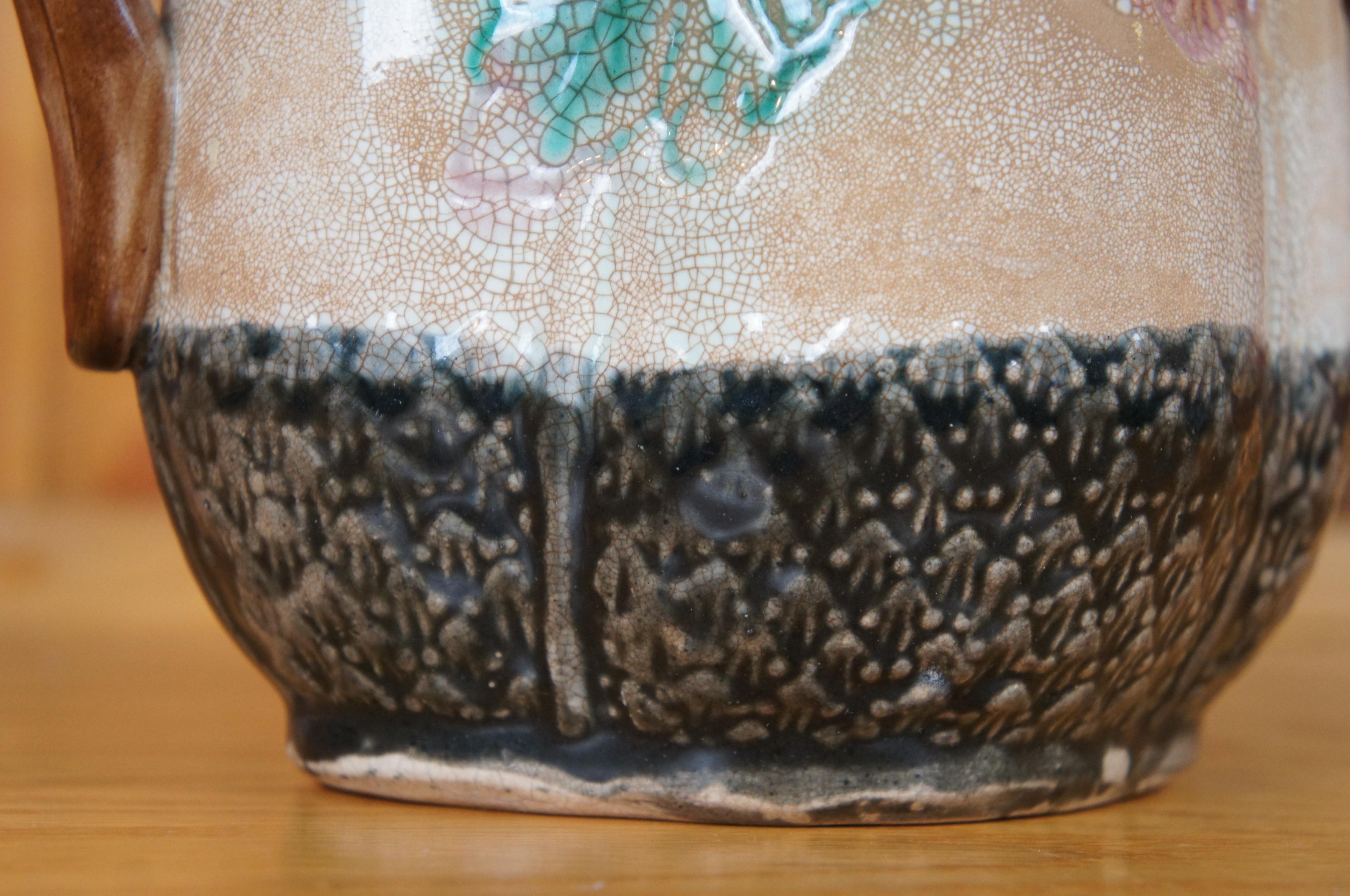 Antiker Majolika Quatrefoil Hundeholz Kirschbaum Cremefarbener Milchkännchenkrug Jug 8