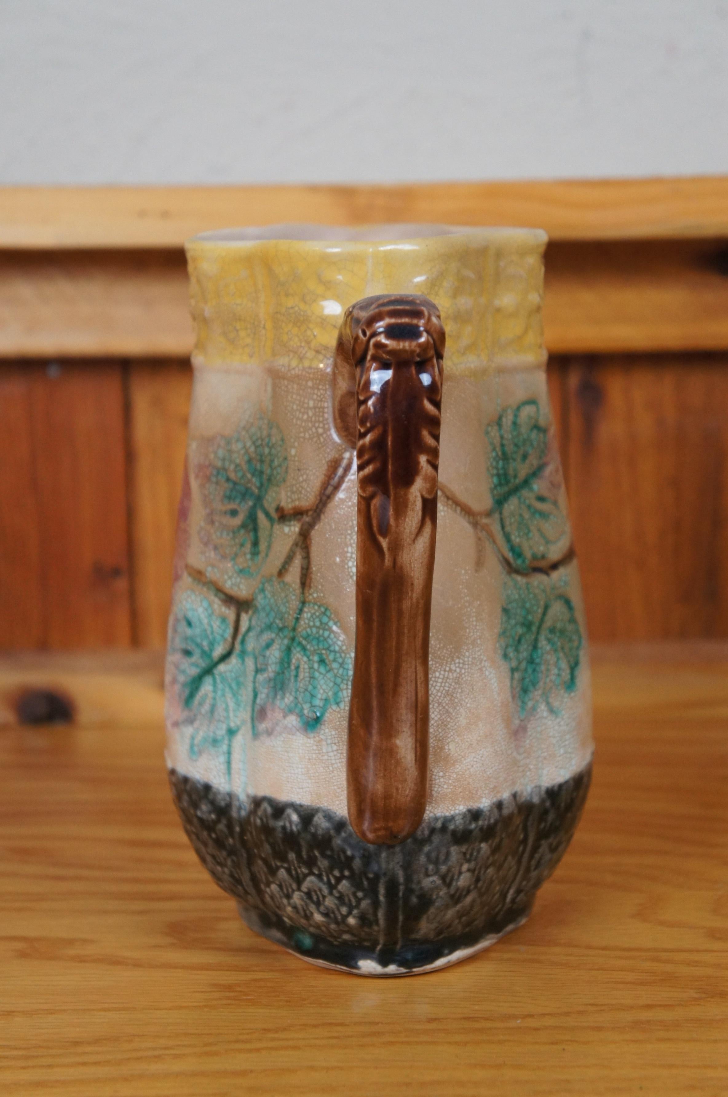 Antiker Majolika Quatrefoil Hundeholz Kirschbaum Cremefarbener Milchkännchenkrug Jug 8