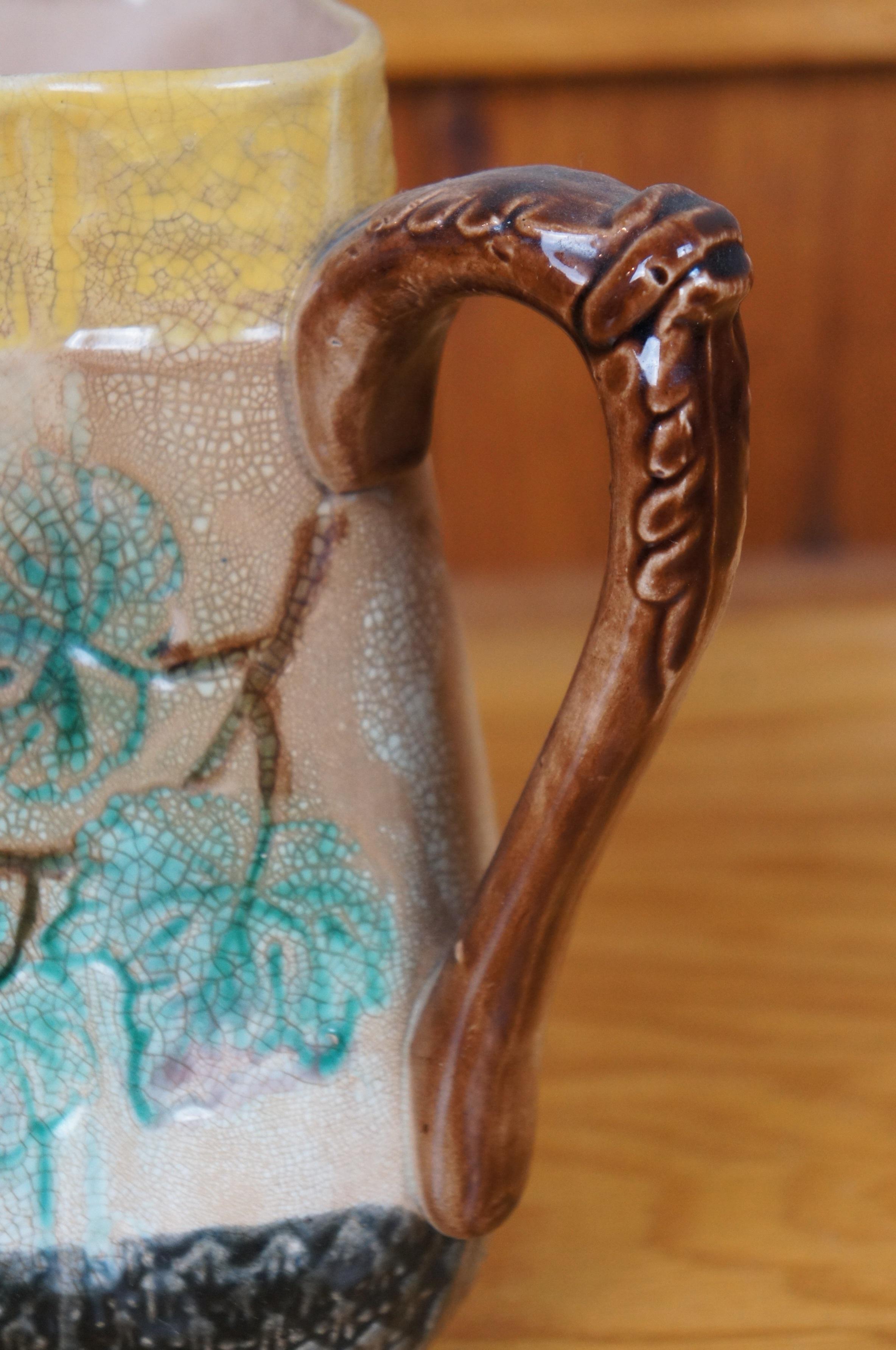 Antiker Majolika Quatrefoil Hundeholz Kirschbaum Cremefarbener Milchkännchenkrug Jug 8