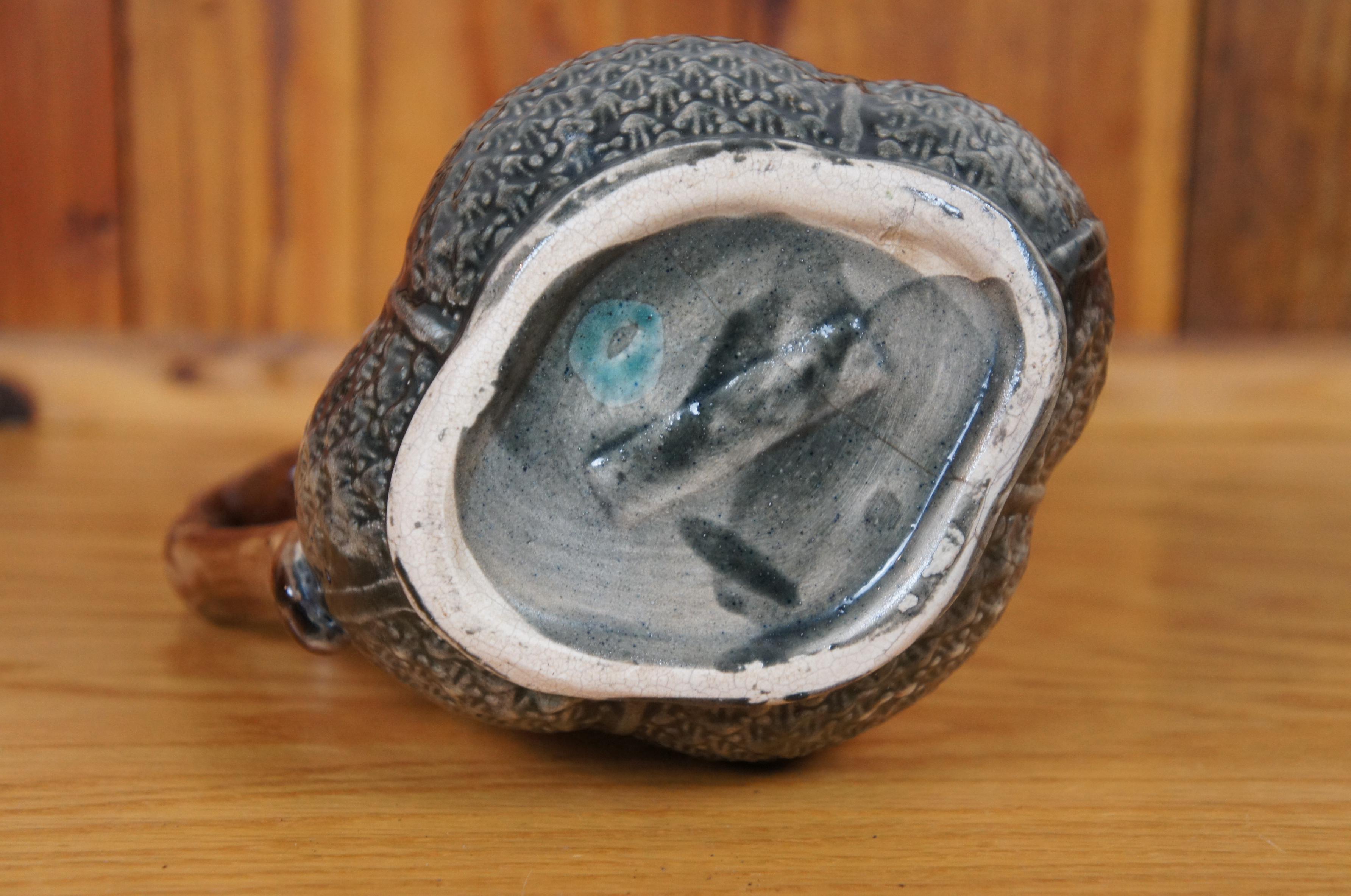 Antiker Majolika Quatrefoil Hundeholz Kirschbaum Cremefarbener Milchkännchenkrug Jug 8