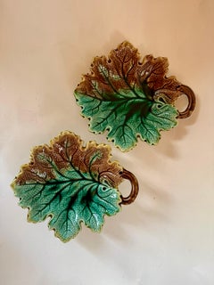 Antique majolica Rörstrand. 2 leaf shaped barrel