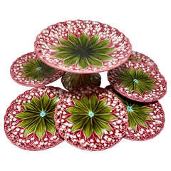 Antique majolica set Villeroy  &Boch Lilly of the Valley, late 19 century