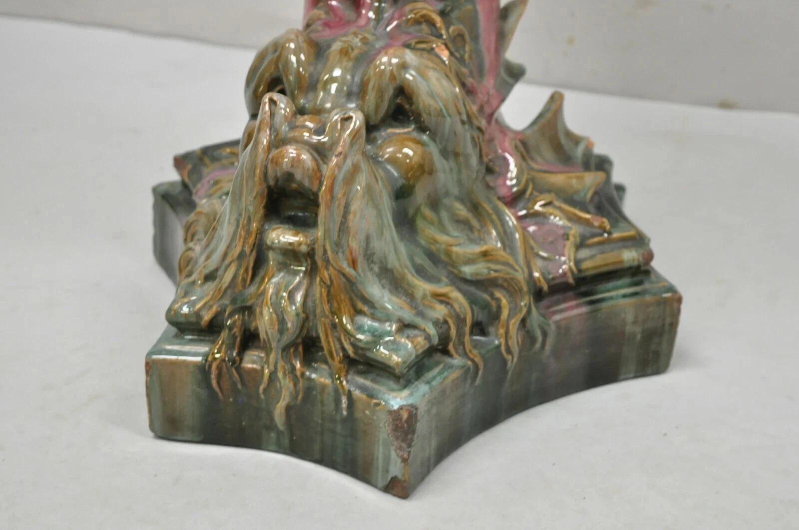 Antico piedistallo per piante in terracotta Delfino Serpente Rosa in vendita 2