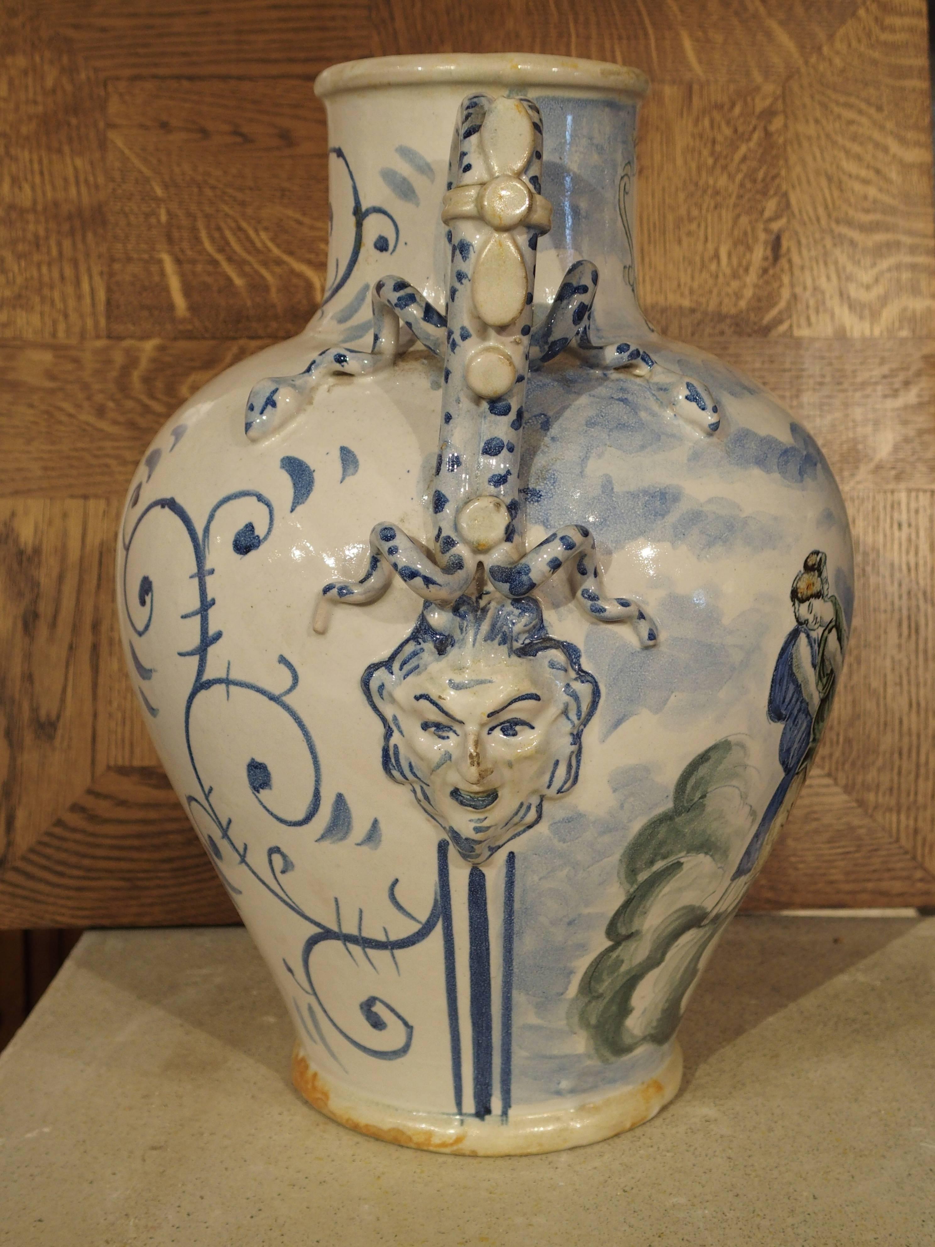Ceramic Antique Majolica Urn from Italy, 19th Century