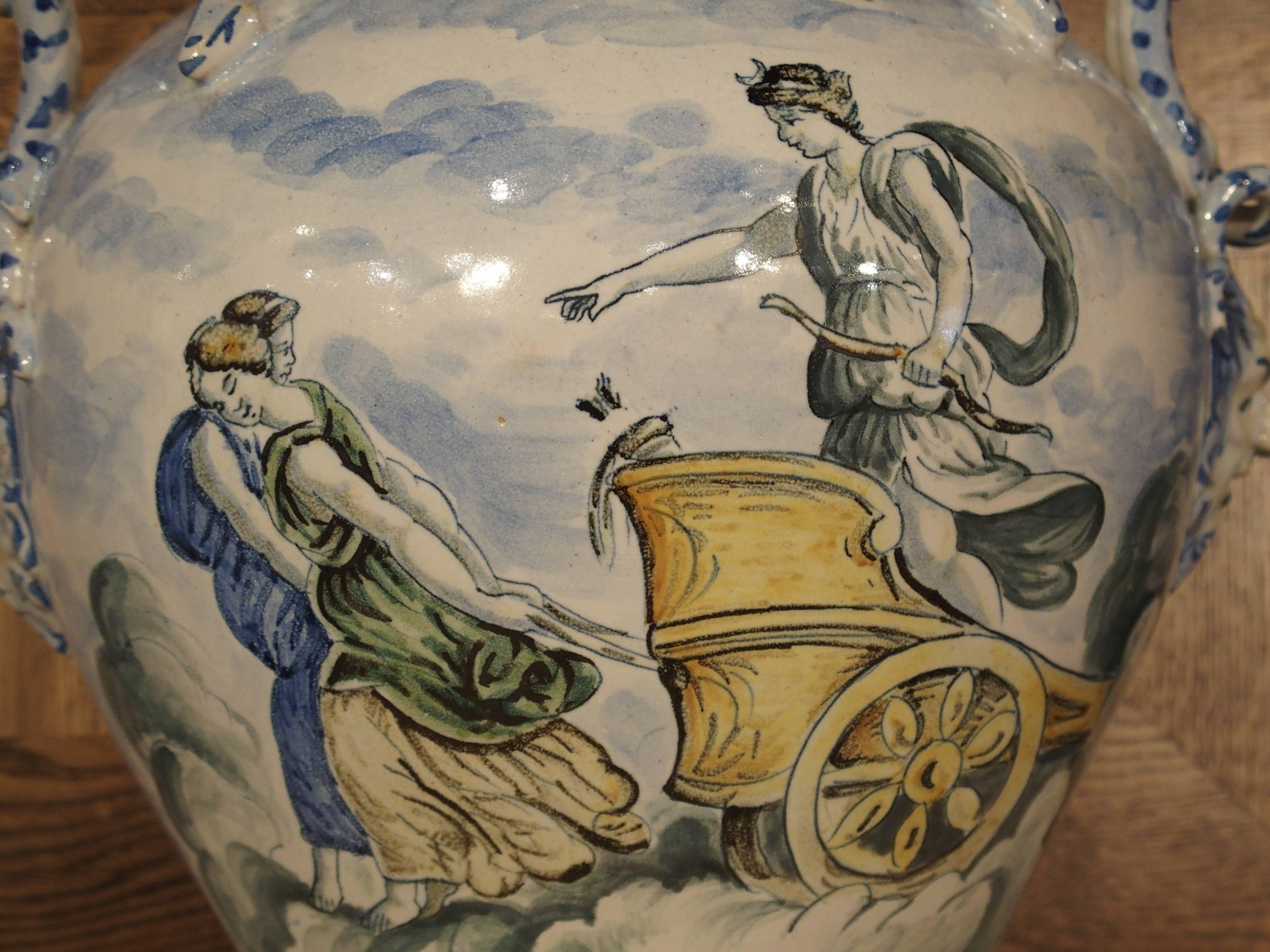 Antique Majolica Urn from Italy, 19th Century 1
