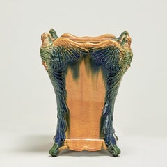 Antique Majolica Vase or Vessel with Birds
