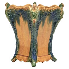 Antique Majolica Vase or Vessel with Birds Antique Majolica Vase or Vessel with Birds