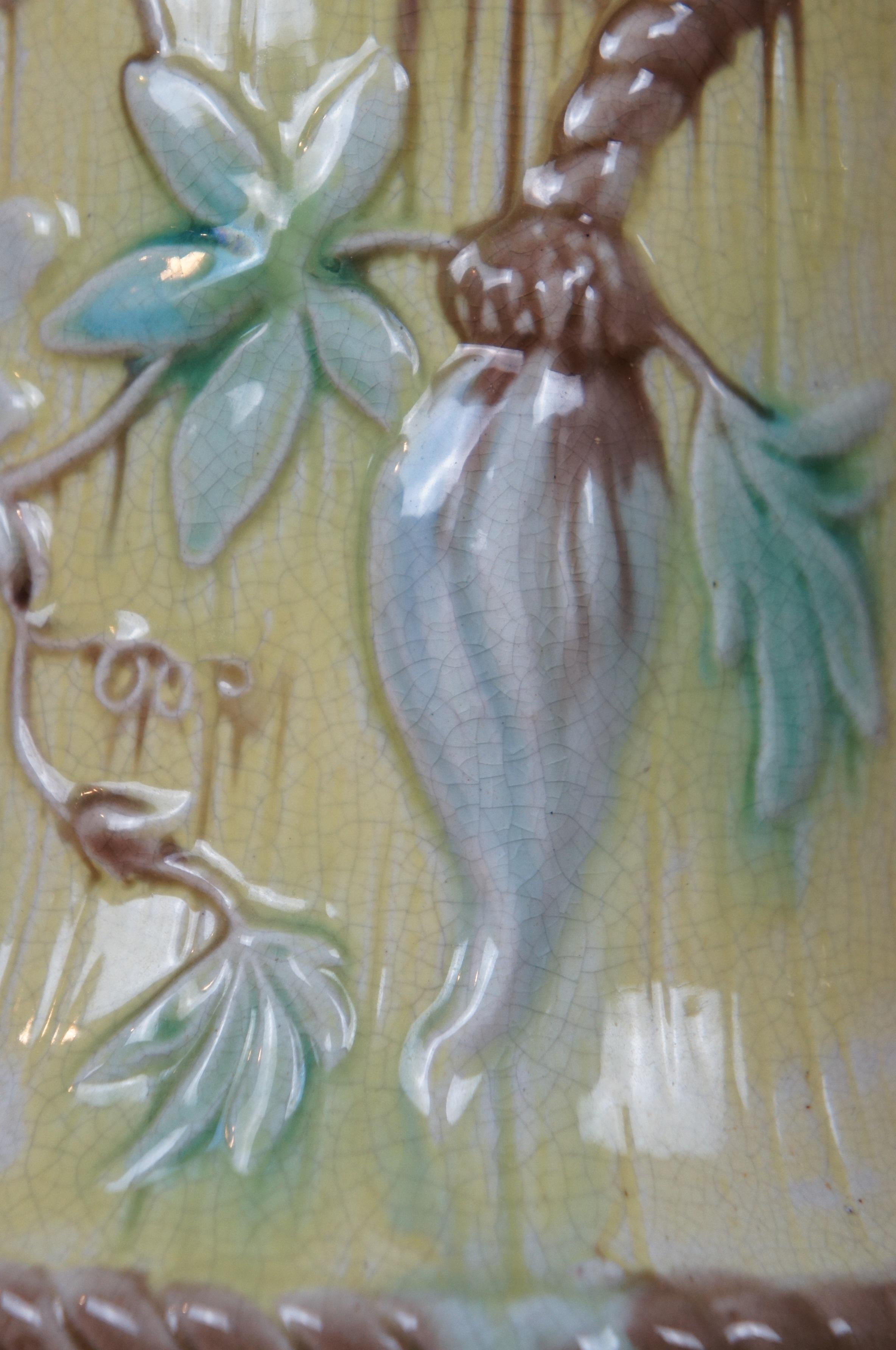 Antico Wardle Majolica Floral Passion Flower Pineapple Rope Bow Pitcher Jug 11