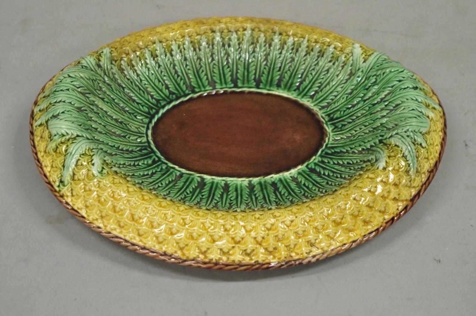 Ancienne Majolique Blé Ananas Céramique Glacée Assiette Plat à Pain Plat en vente 5