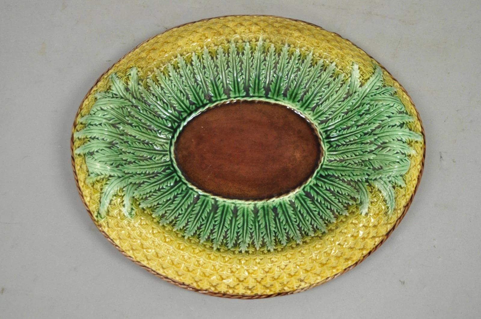 Autre Ancienne Majolique Blé Ananas Céramique Glacée Assiette Plat à Pain Plat en vente