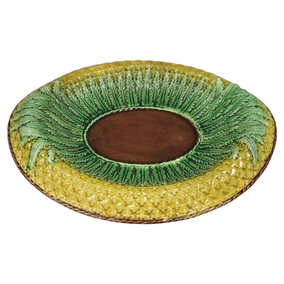 Ancienne Majolique Blé Ananas Céramique Glacée Assiette Plat à Pain Plat en vente