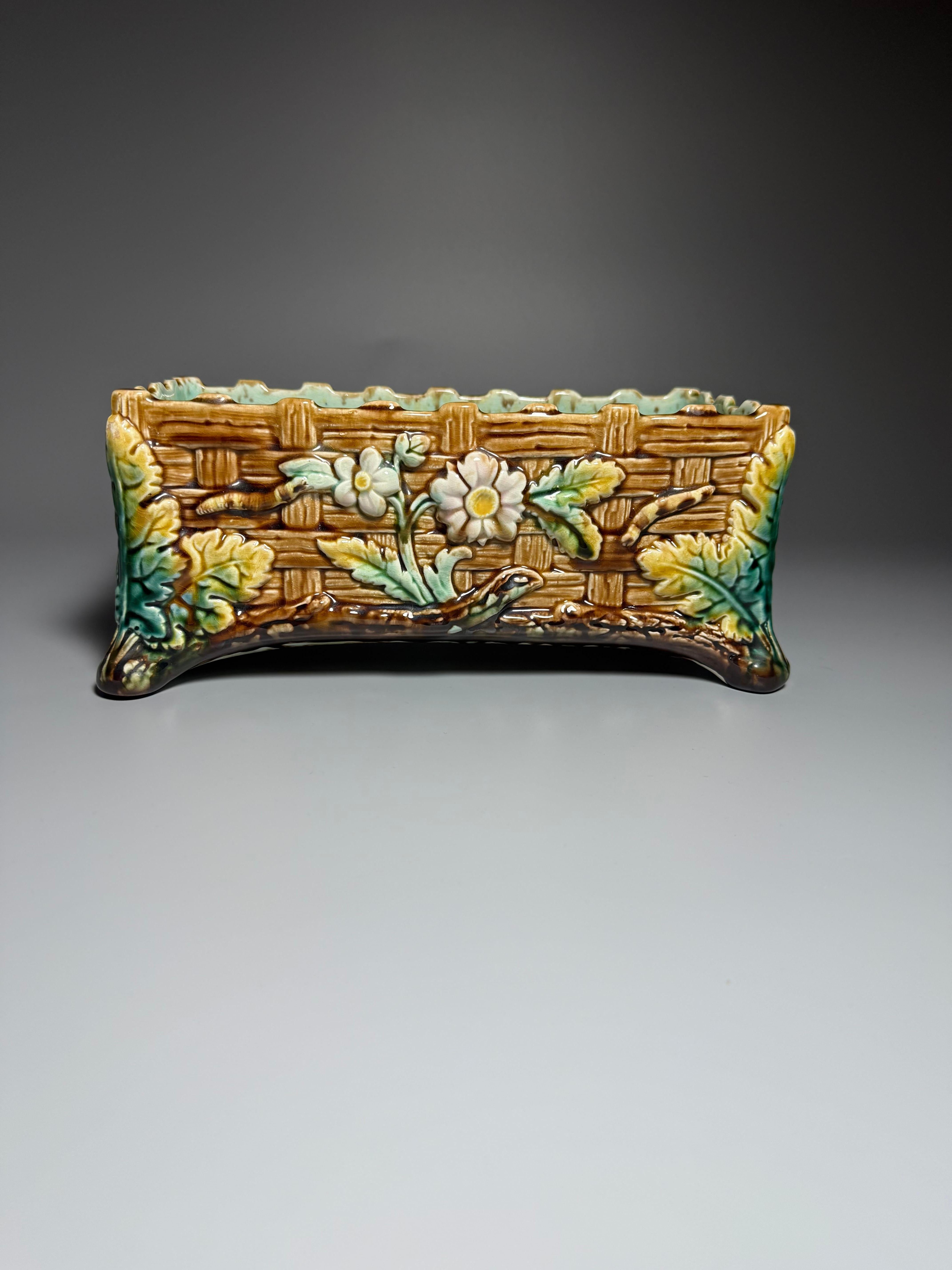 Art Nouveau Antique Majolika Jardiniere Flowers pot Rörstrand Sweden A Late 19th Century For Sale
