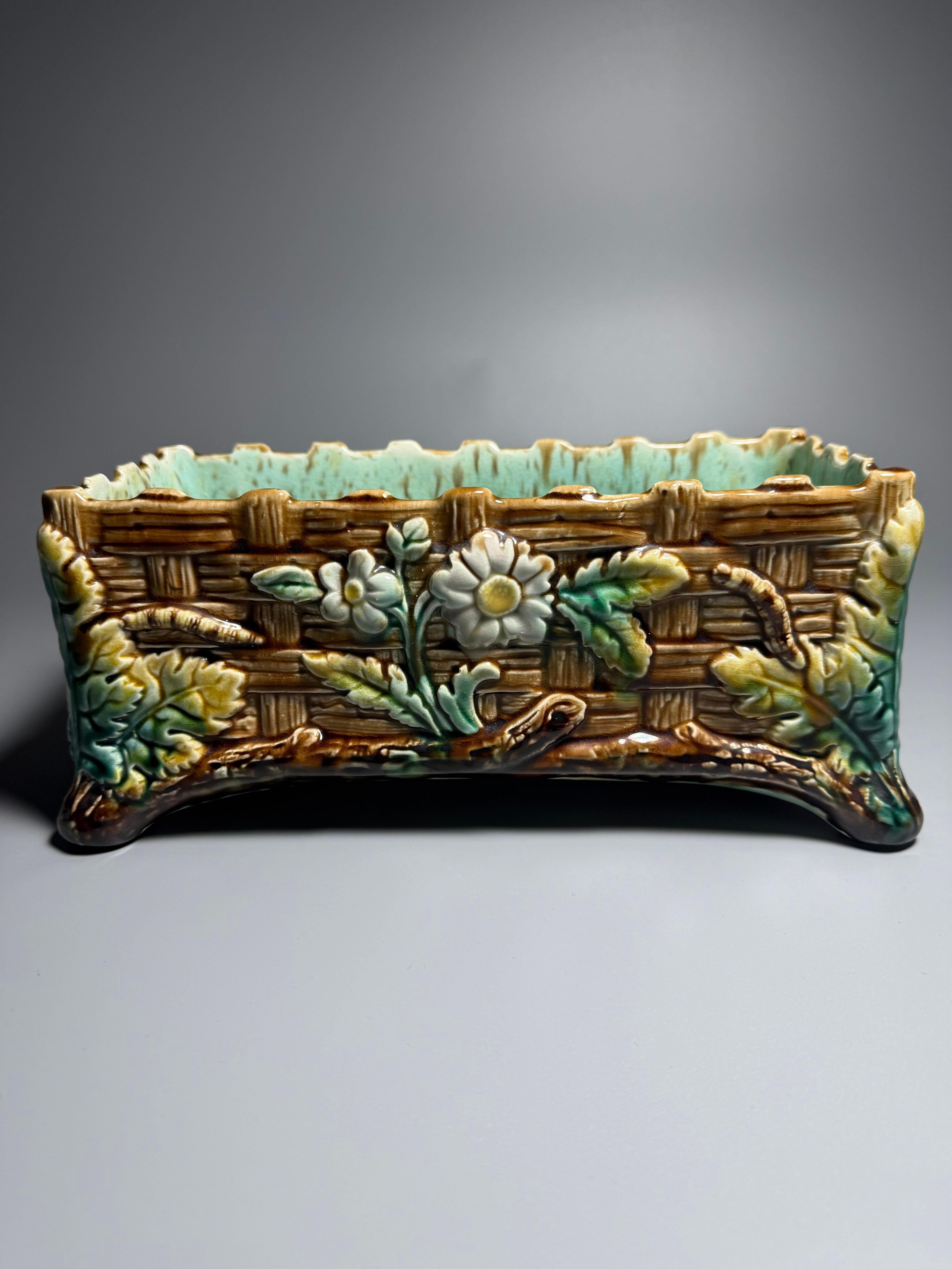 Antique Majolika Jardiniere Flowers pot Rörstrand Sweden A Late 19th Century For Sale 2